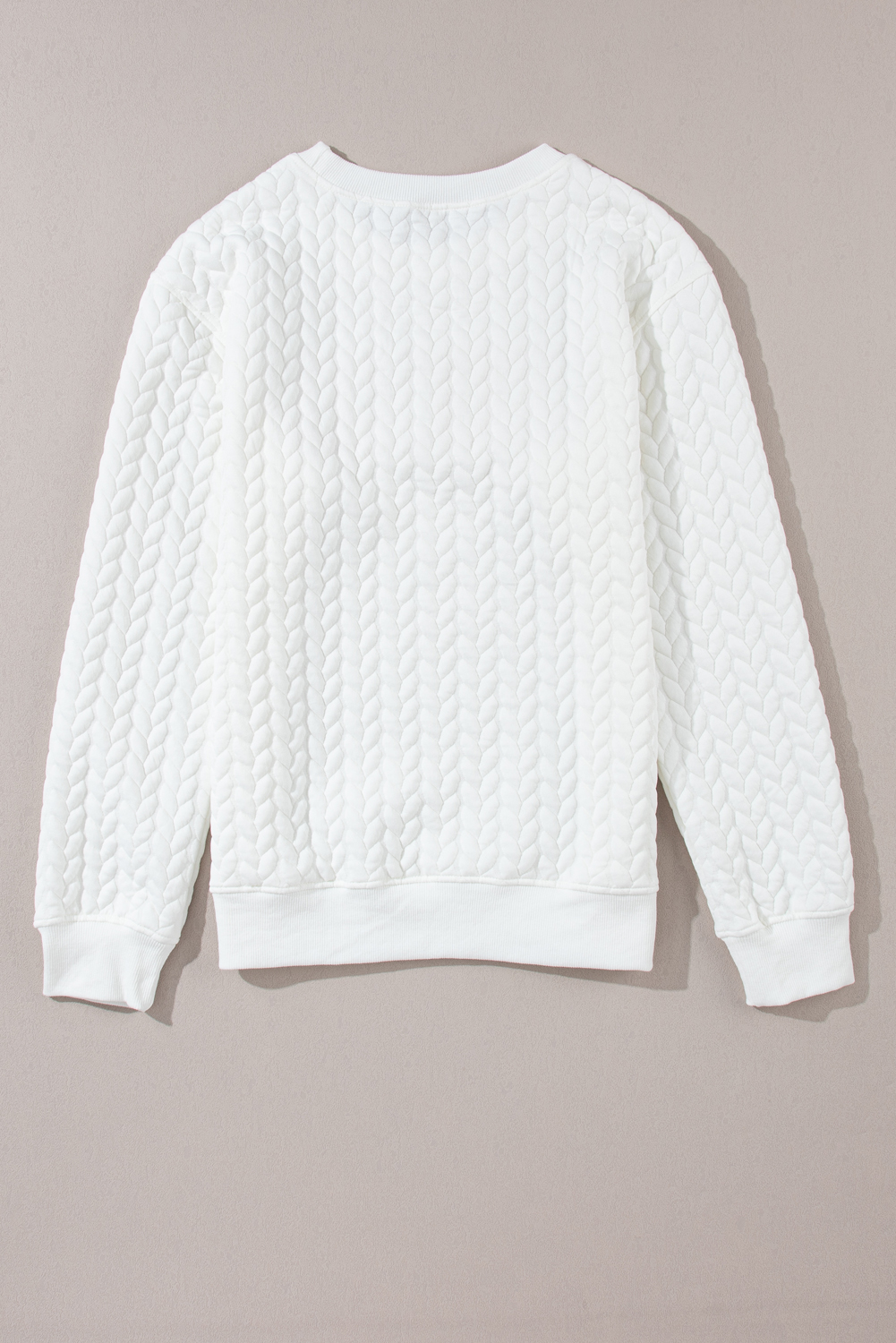 White LOVE Chenille Embroidered Cable Knit Pullover Sweatshirt - loveforevers