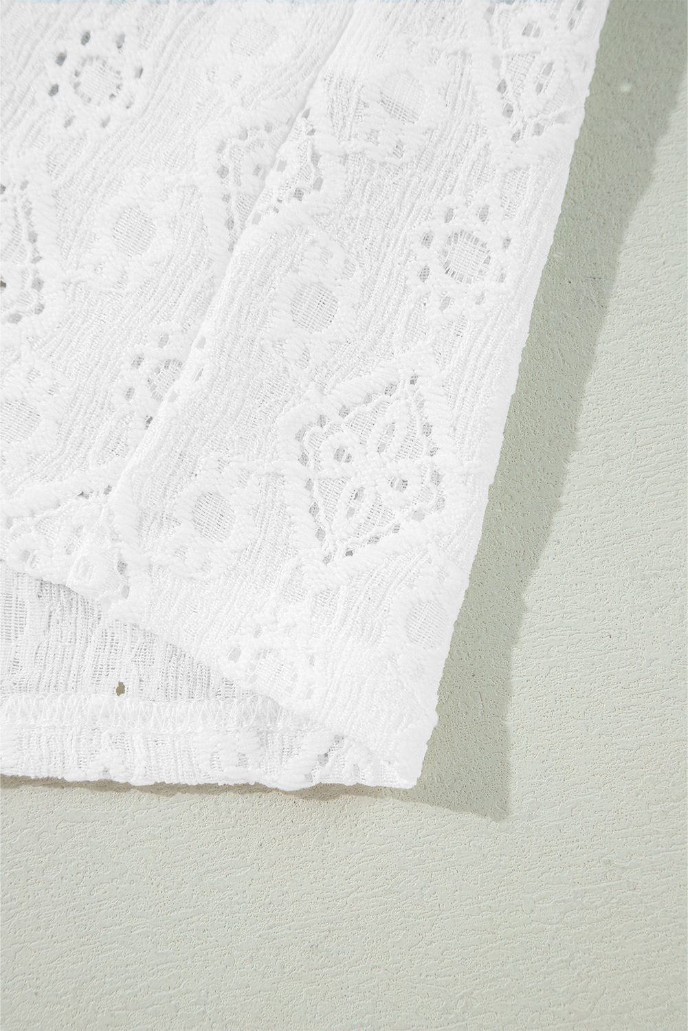 White Lace Puff Sleeve V Neck Button Up Shirt - loveforevers