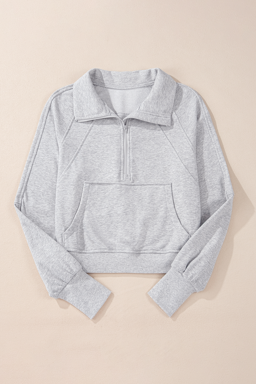 Aruba Blue Quarter Zip Stand Neck Kangaroo Pocket Sweatshirt - loveforevers