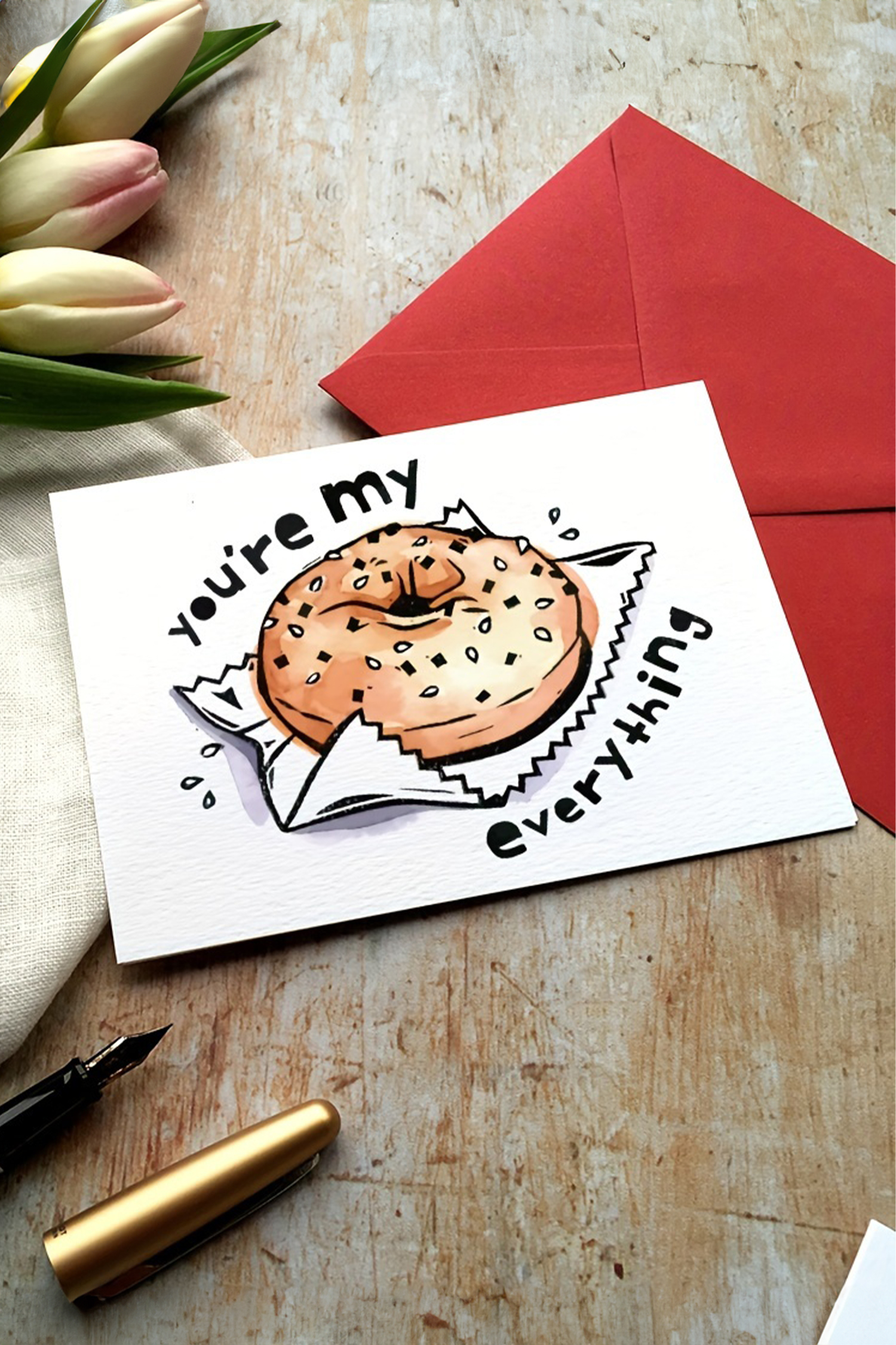 White Youre My Everything Bagel Card - loveforevers