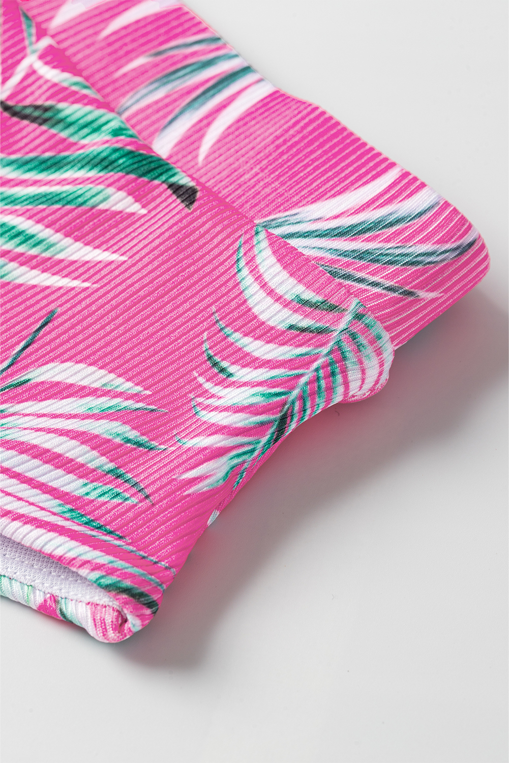 Rose Tropical Print Textured Bikini Bottoms - loveforevers