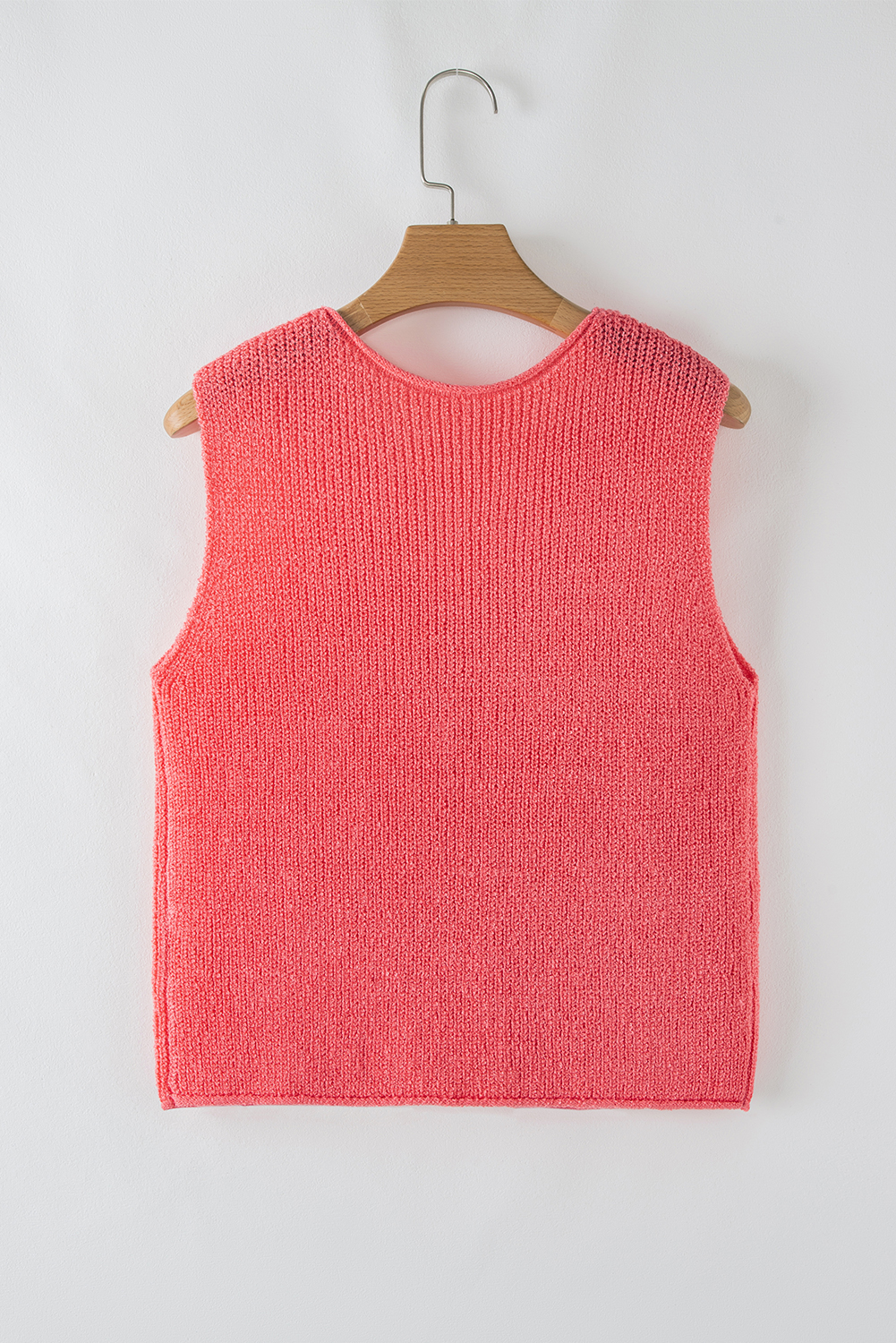 Tomato Red Lace-up Front V Neck Sweater Vest - loveforevers