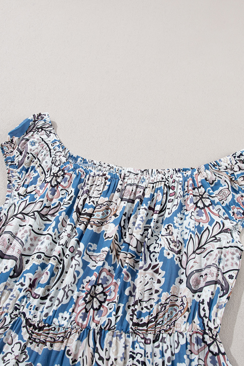 Blue Boho Paisley Print Off Shoulder Maxi Dress - loveforevers