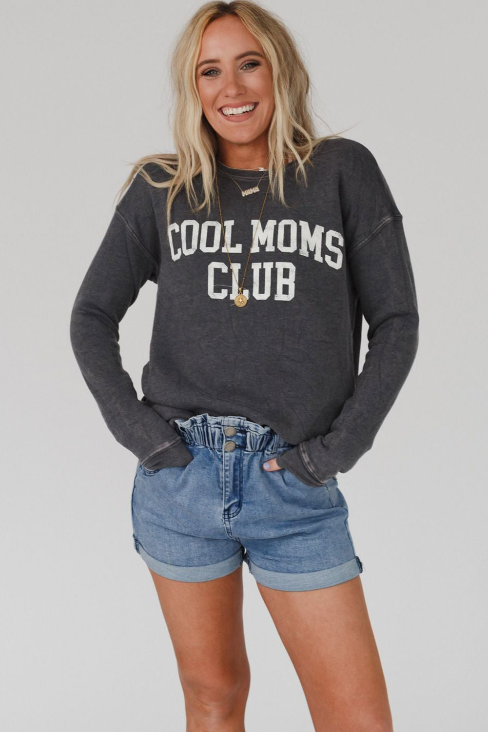 Gray COOL MOMS CLUB Drop Shoulder Sweatshirt - loveforevers
