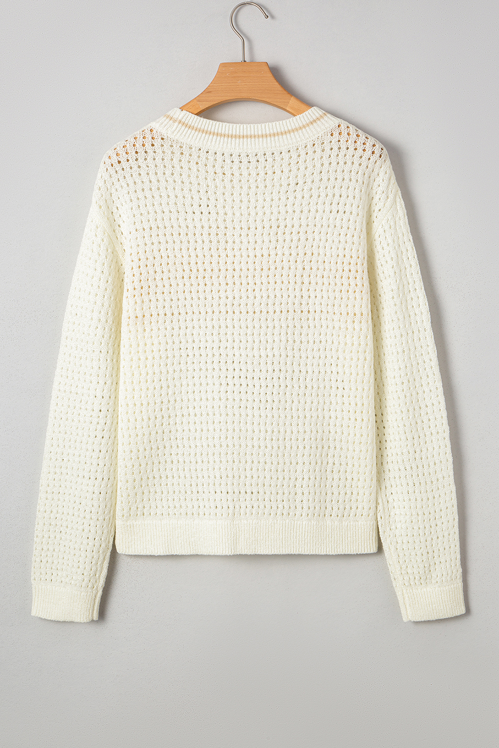 White BEACH Hollow Out Knitted Lightweight Dolman Sweater - loveforevers