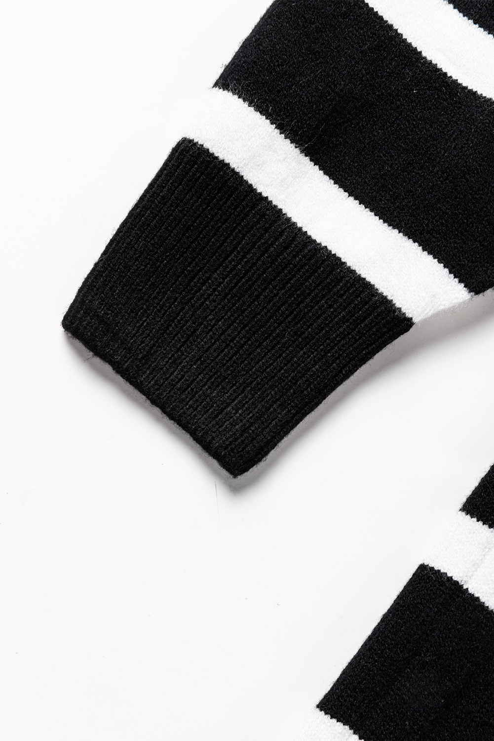 Black Striped O-ring Zip Collared Loose Sweater Mini Dress - loveforevers