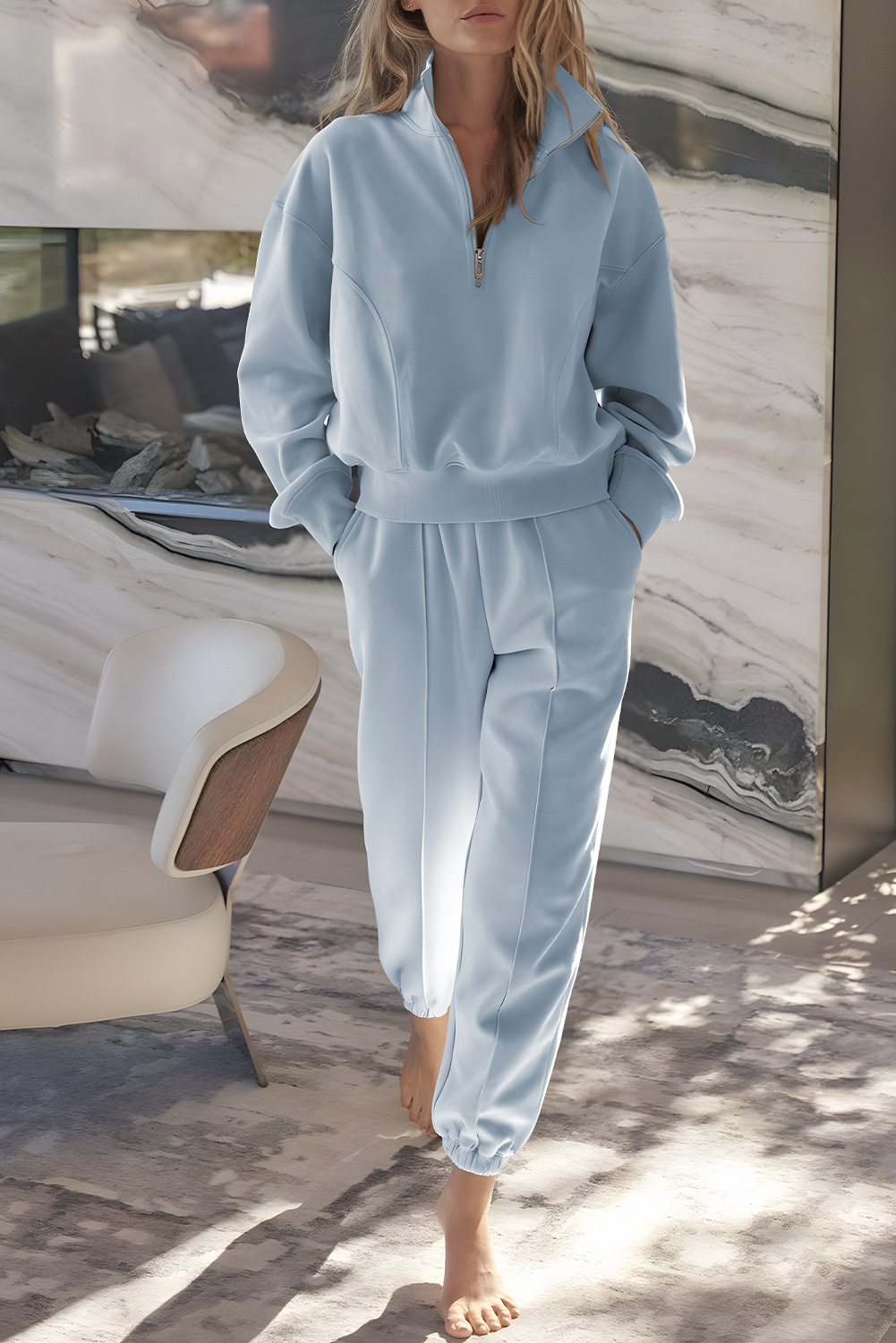 Vineyard Green Half Zip up Pullover Active Top and Joggers Set - loveforevers