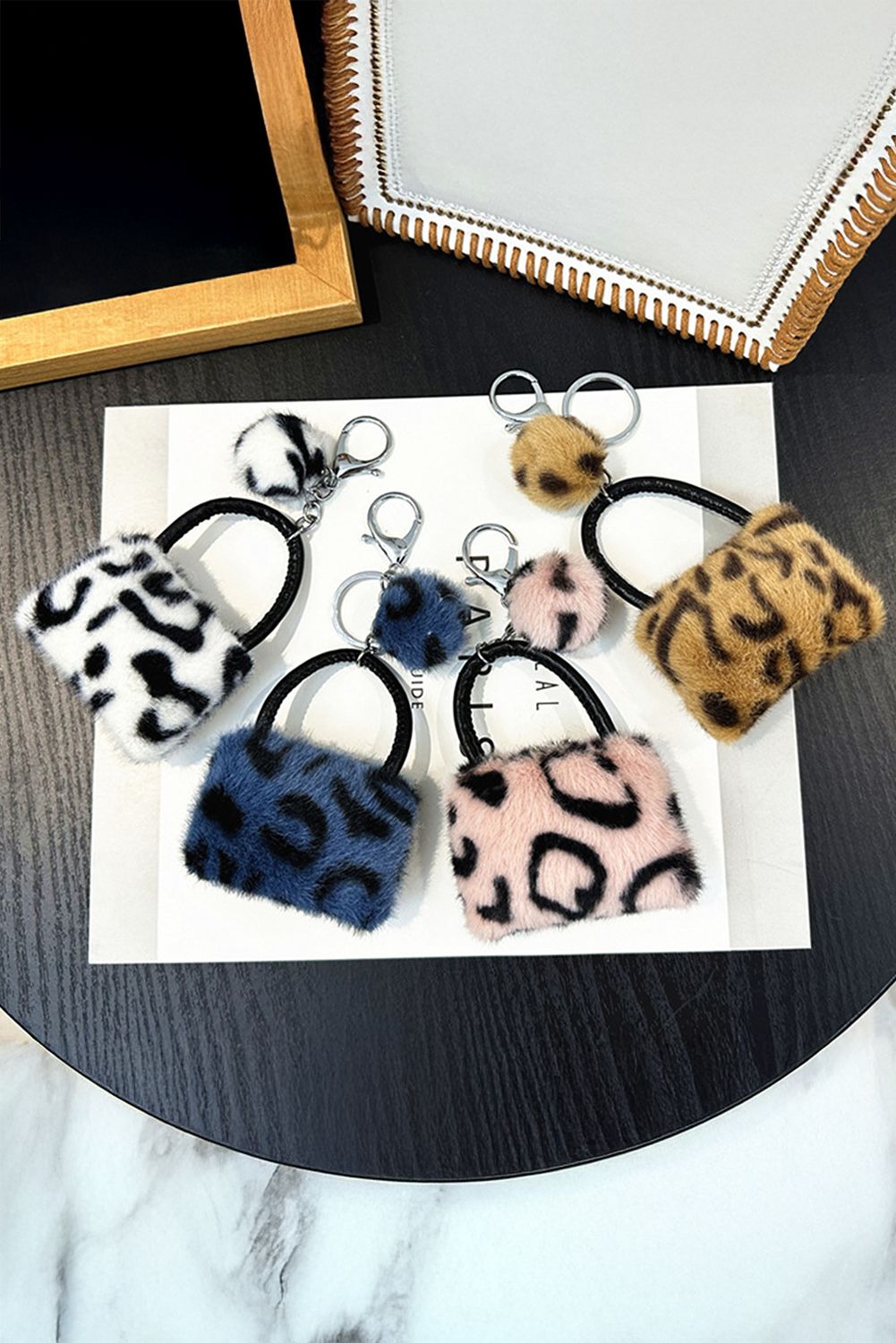 Pink Plush Animal Print Mini Bag Keychain - loveforevers