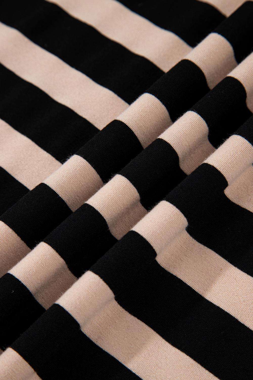Black Stripe Casual Round Neck T-shirt Maxi Dress with Pockets - loveforevers
