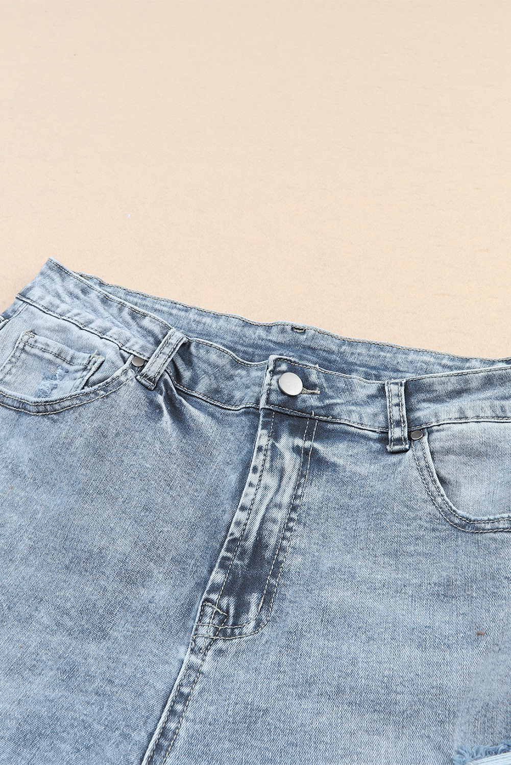 Sky Blue Light Wash Frayed Slim Fit High Waist Jeans - loveforevers