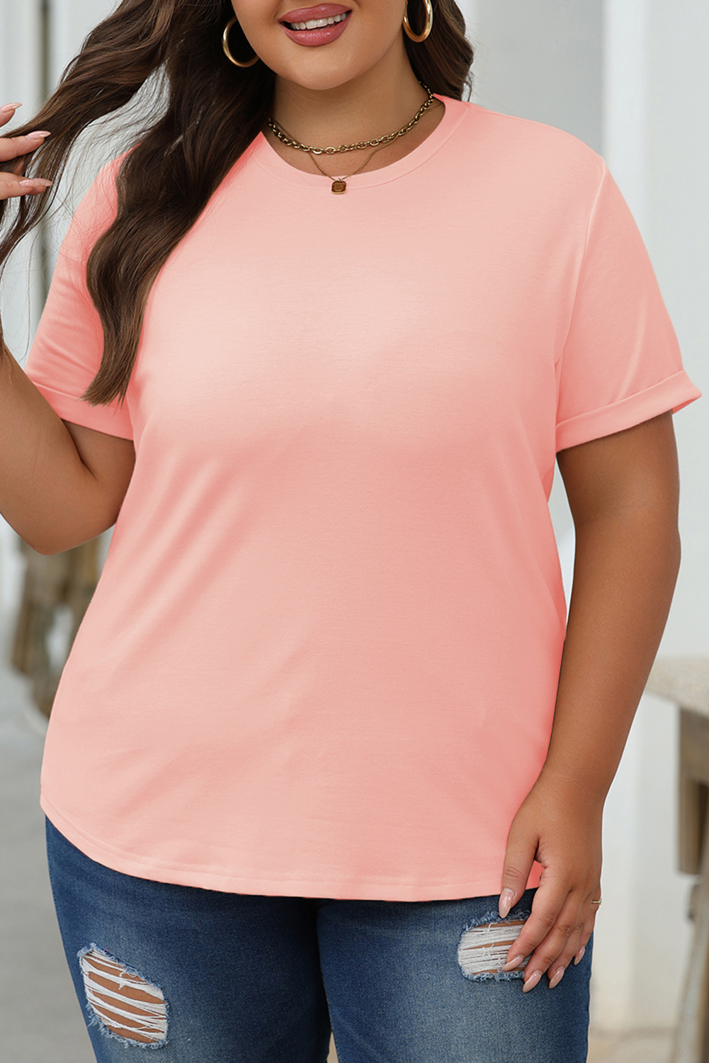 Khaki Casual Plain Crew Neck Tee - loveforevers
