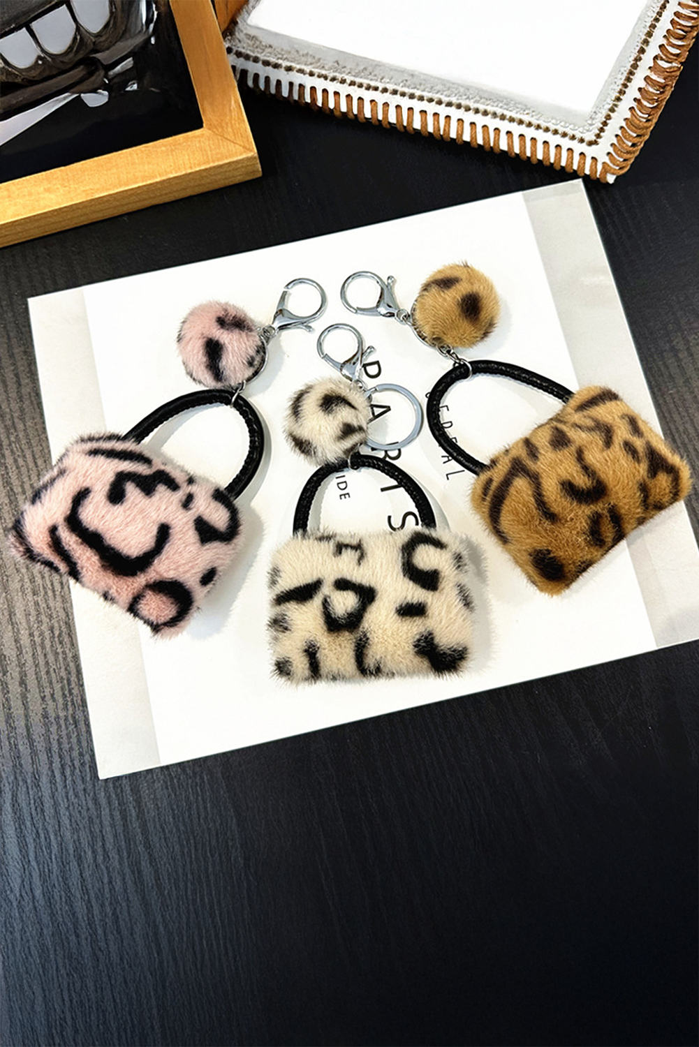 Pink Plush Animal Print Mini Bag Keychain - loveforevers