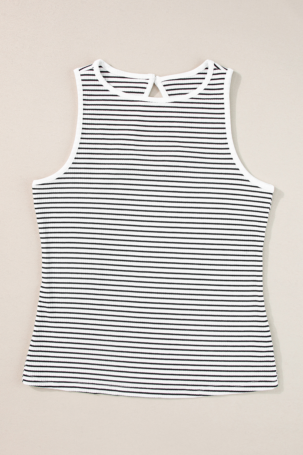 Black Striped Print Ribbed Knit Sleeveless Top - loveforevers