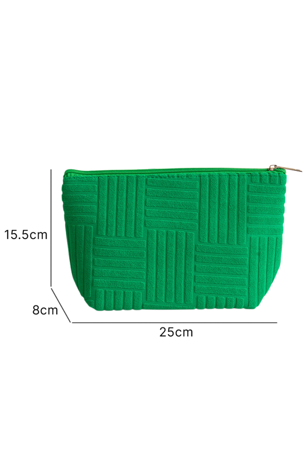 Dark Green Textured Woven Pattern Zipper Cosmetic Bag - loveforevers