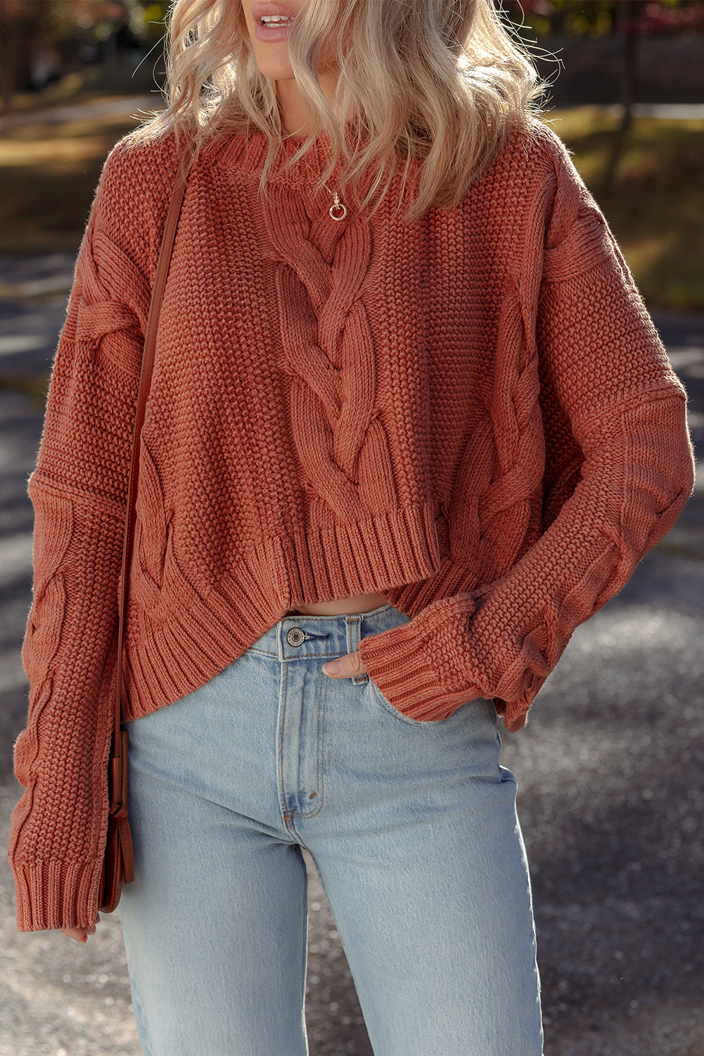 Redwood Burl Chunky Fit Slouchy Textured Knit Sweater - loveforevers