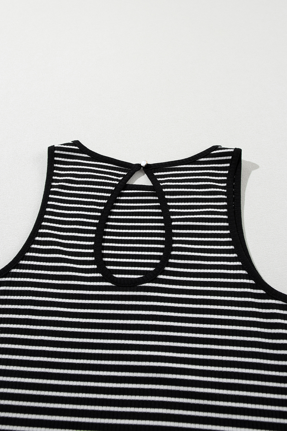 Black Striped Print Ribbed Knit Sleeveless Top - loveforevers