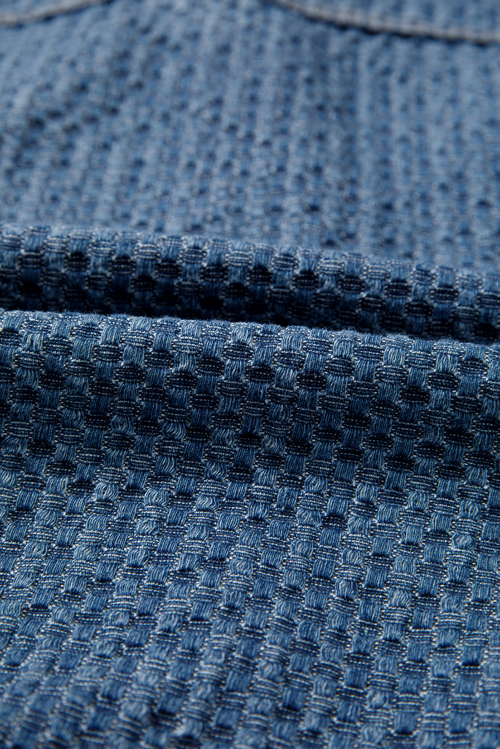 Blue Double Flap Pocket Denim Textured Button Down Jacket - loveforevers