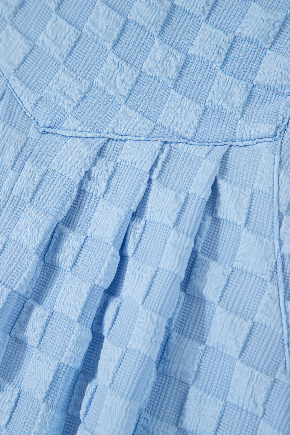 Beau Blue Checkered Pocketed High Waist Wide Leg Overall - loveforevers