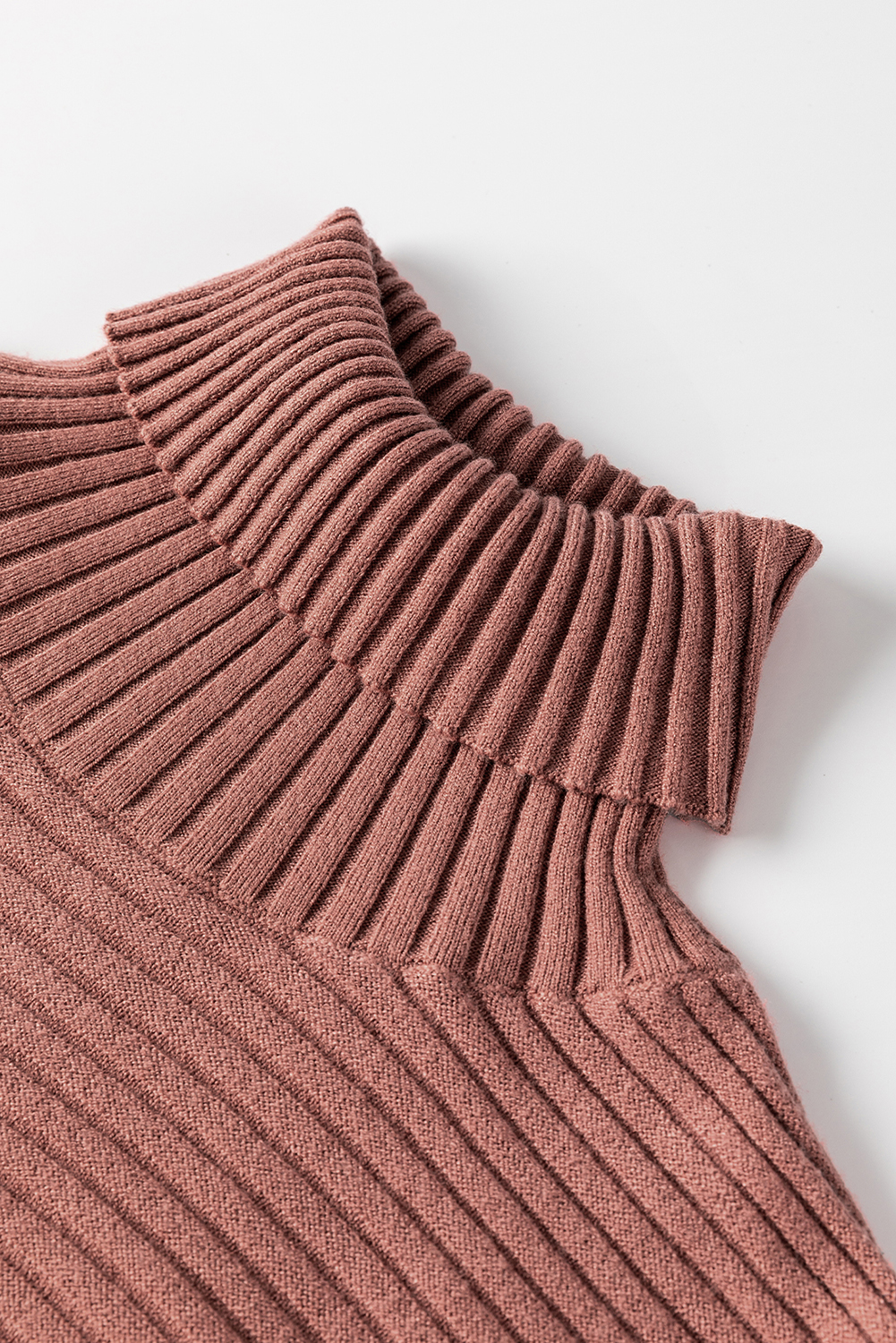 Mineral Red Turtleneck Ribbed Knit Tunic Sweater - loveforevers