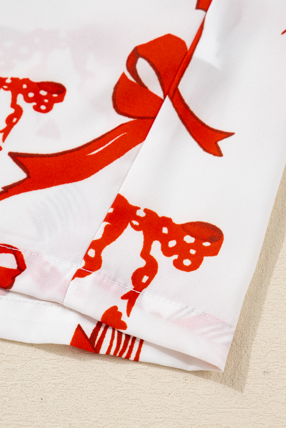 Red Christmas Bow Print Long 2pcs Pajama Set - loveforevers