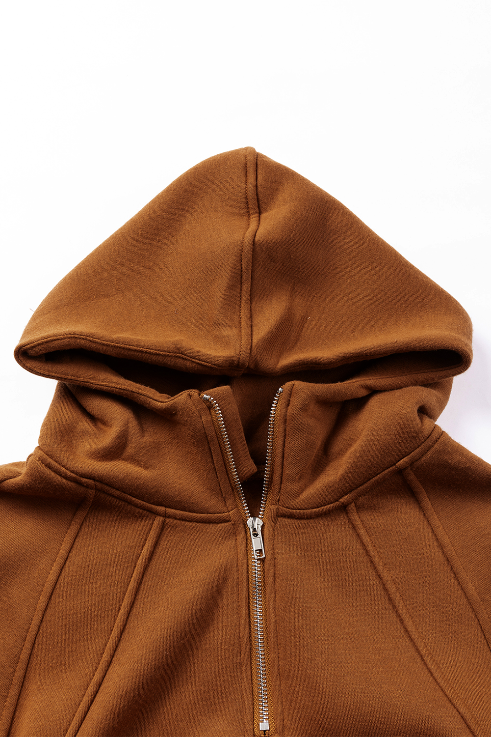 Brown Quarter Zip Kangaroo Pocket Hoodie - loveforevers