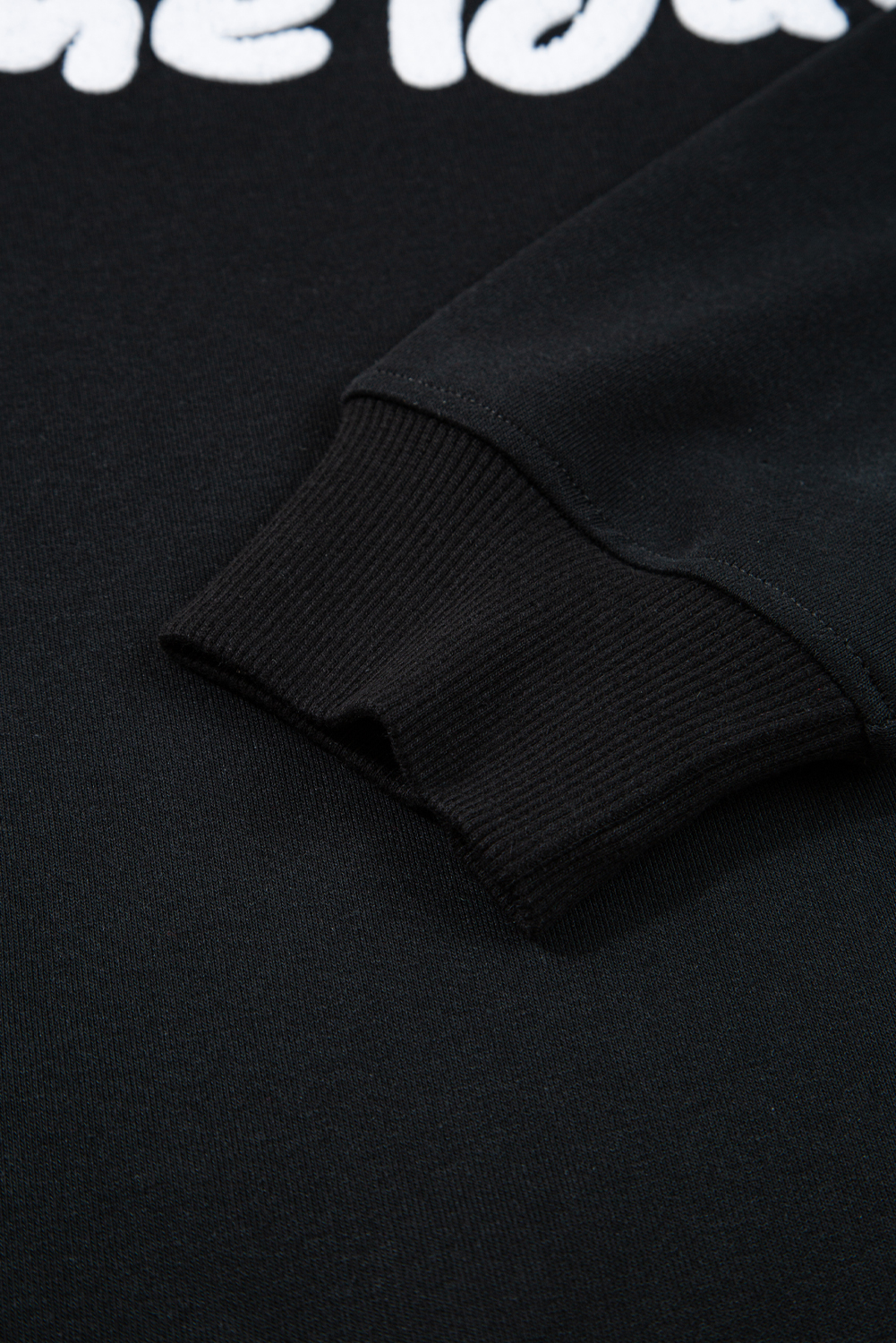 Black Chenille Game Day Graphic Drop Shoulder Sweatshirt - loveforevers