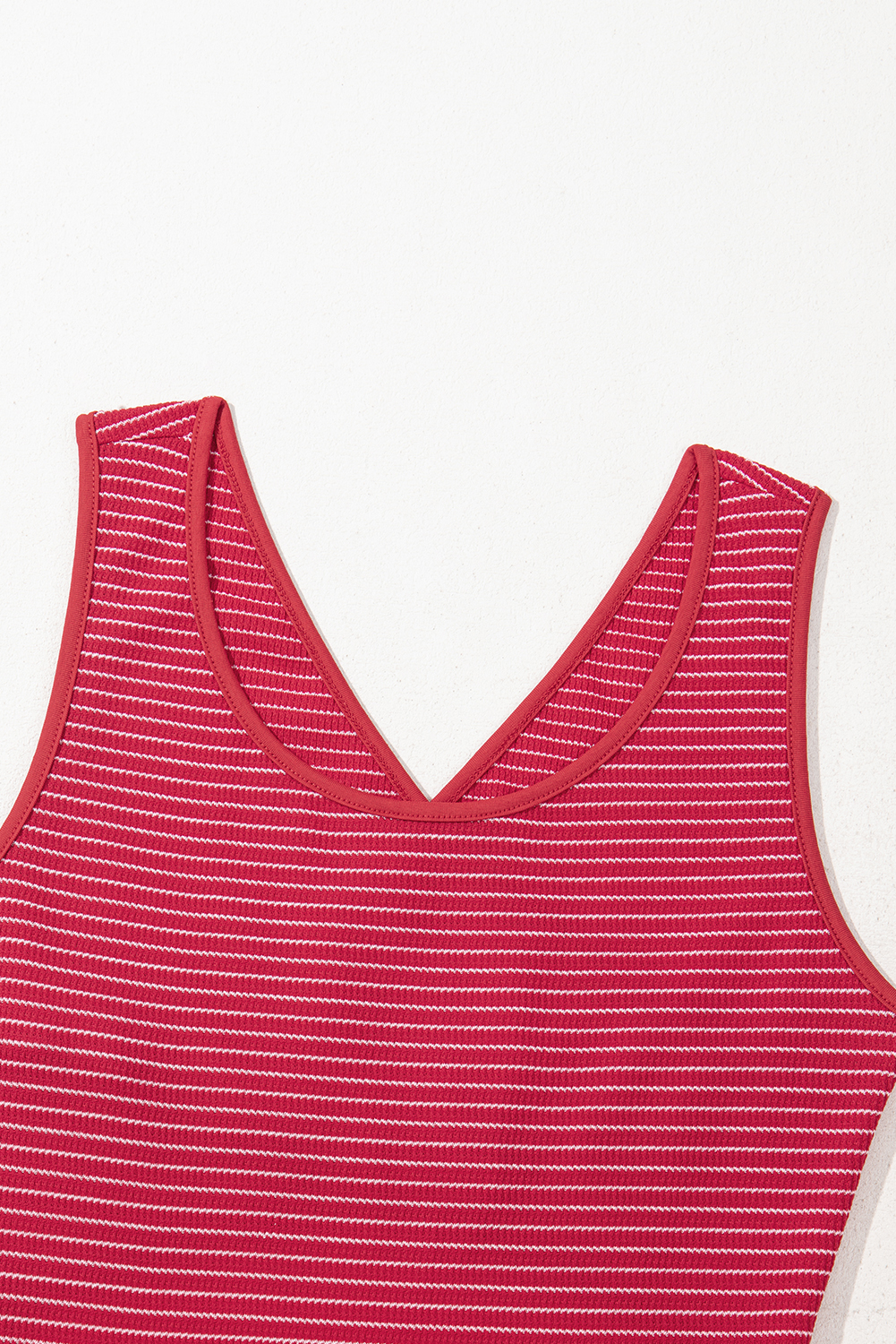 Red Stripe Criss Cross Side Slits Slim Fit Sleeveless Midi Dress - loveforevers