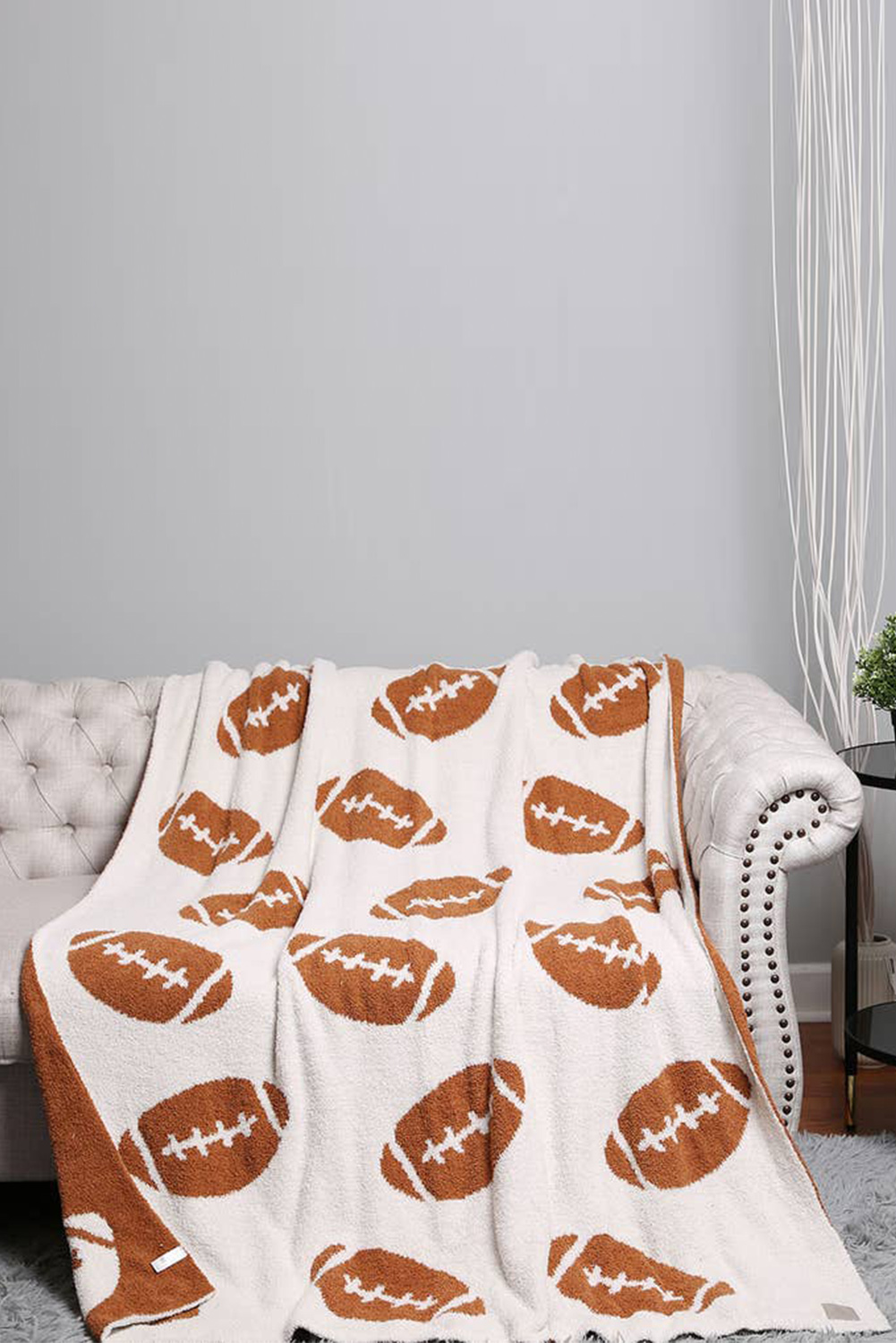 White Leopard & Rugby Football Print Flannel Blanket - loveforevers
