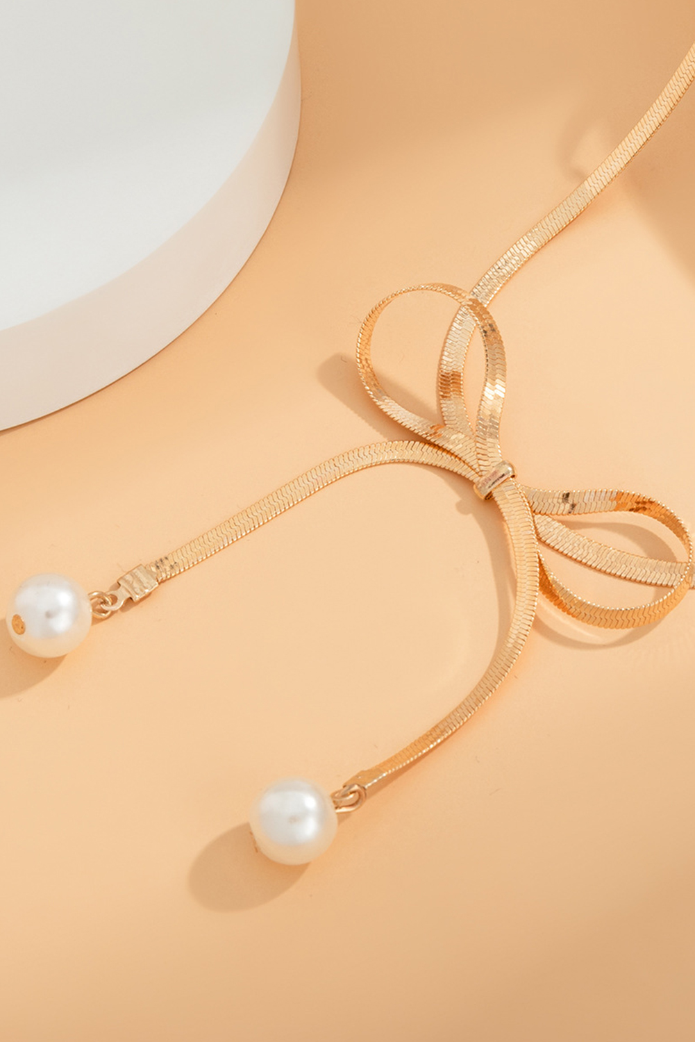 Gold Pearly Bow Plated Collarbone Necklace - loveforevers