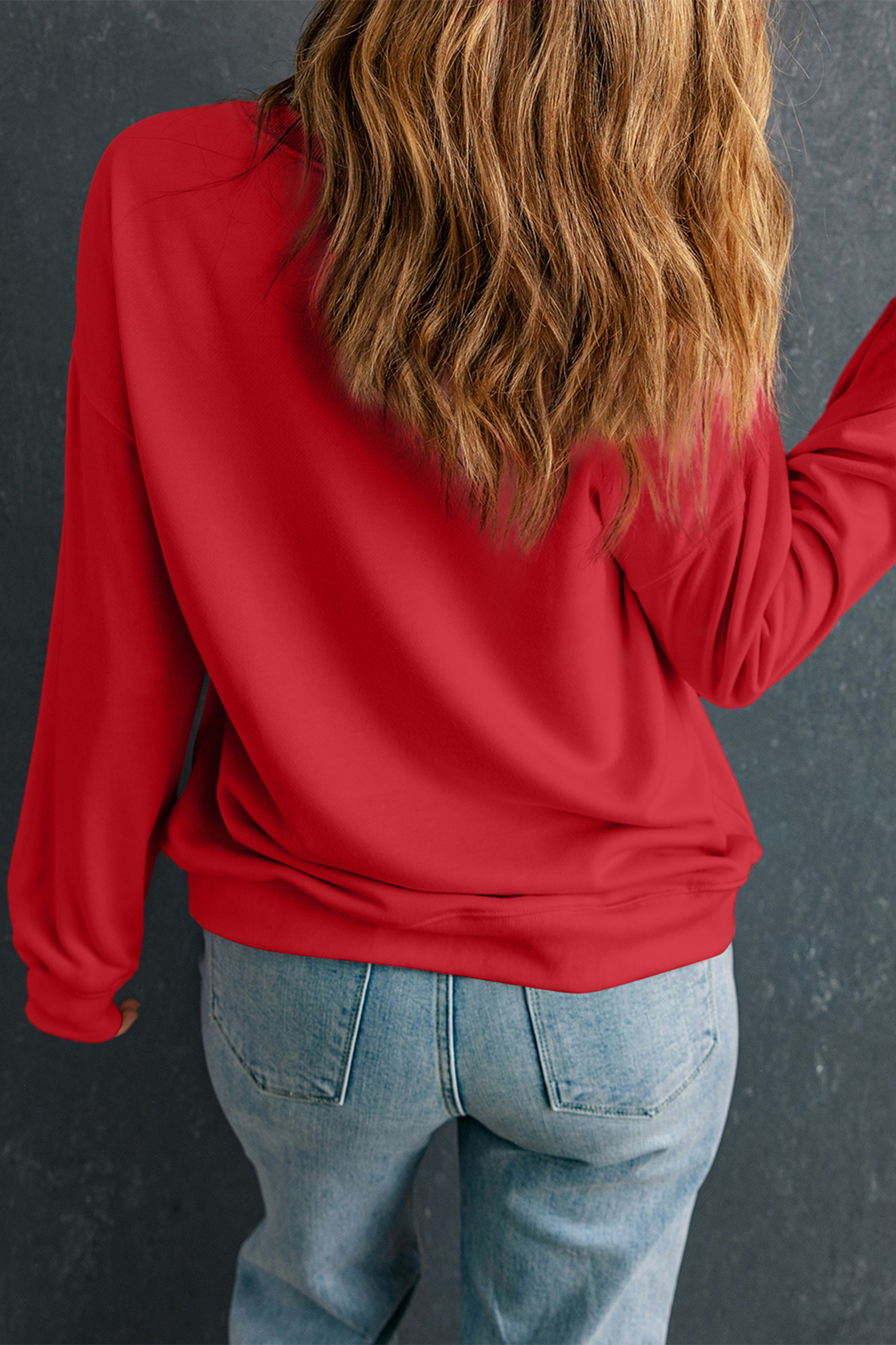 Red HEART Embroidered Patched Graphic Valentine Sweatshirt - loveforevers