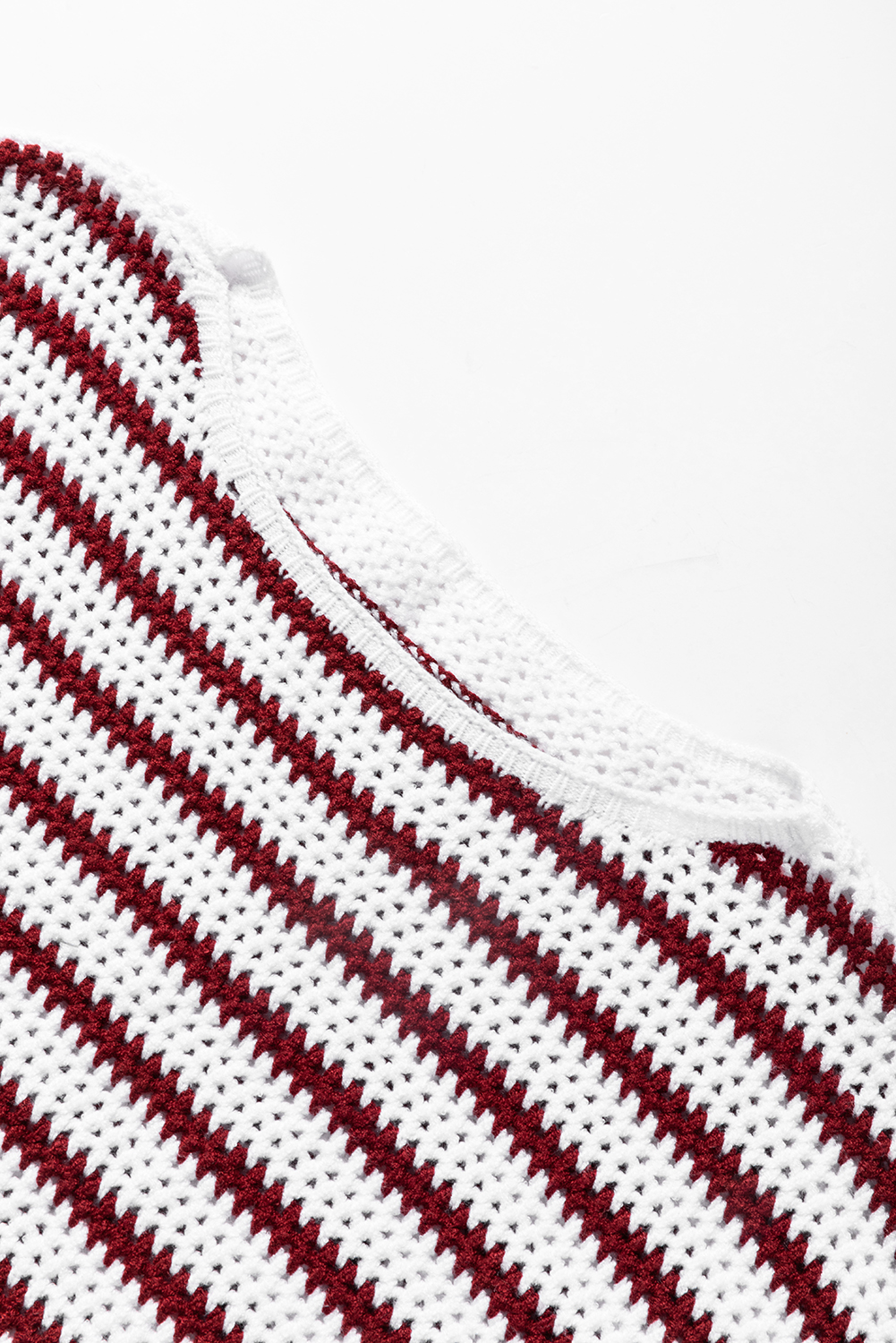 Fiery Red Striped Knit Split Hem Baggy Sweater - loveforevers