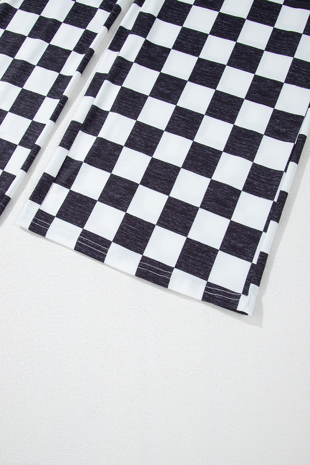 Black 2-Tone Checked Print High Waist Wide Leg Pants - loveforevers