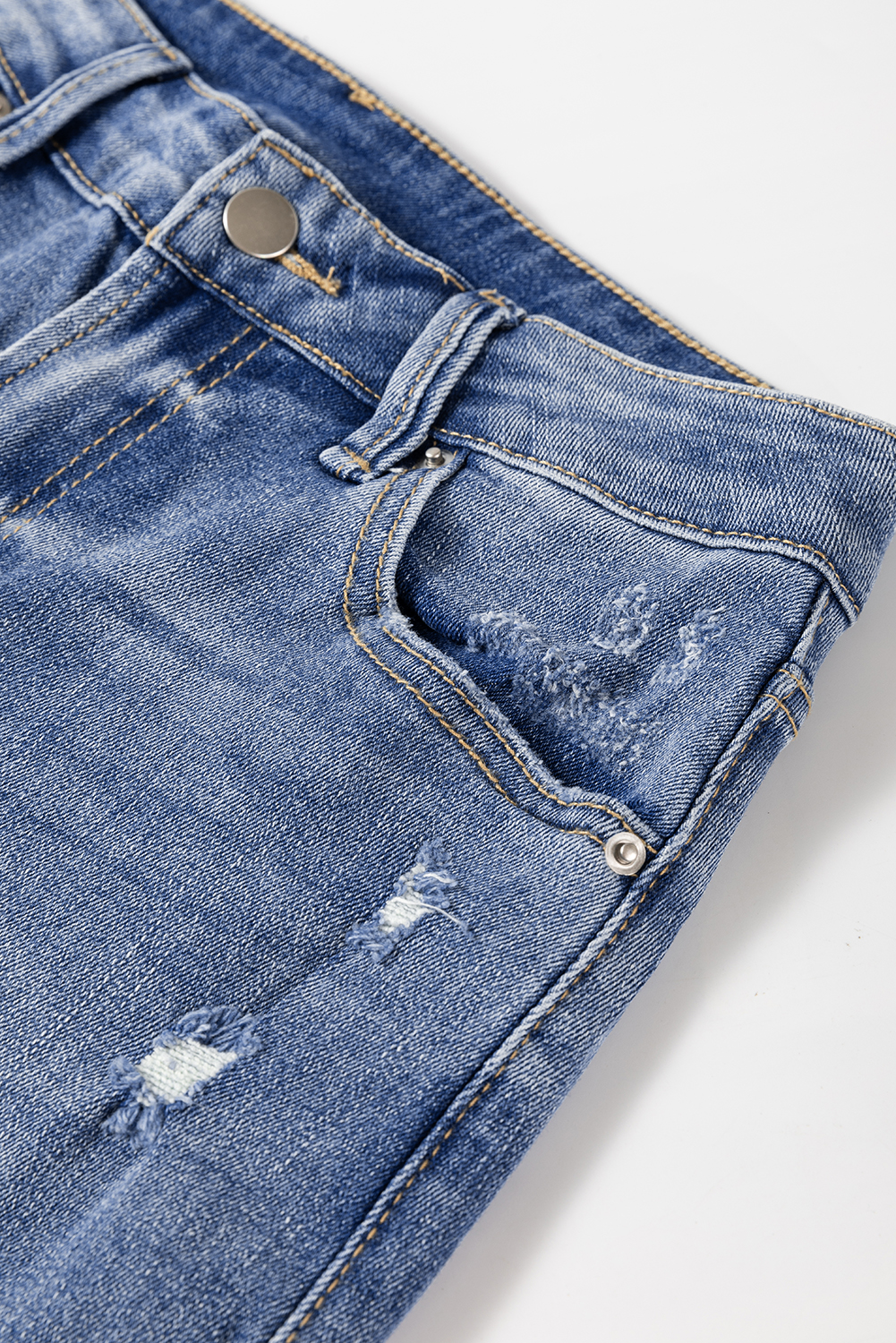 Ashleigh Blue Distressed Raw Hem Straight Leg High Waist Jeans - loveforevers
