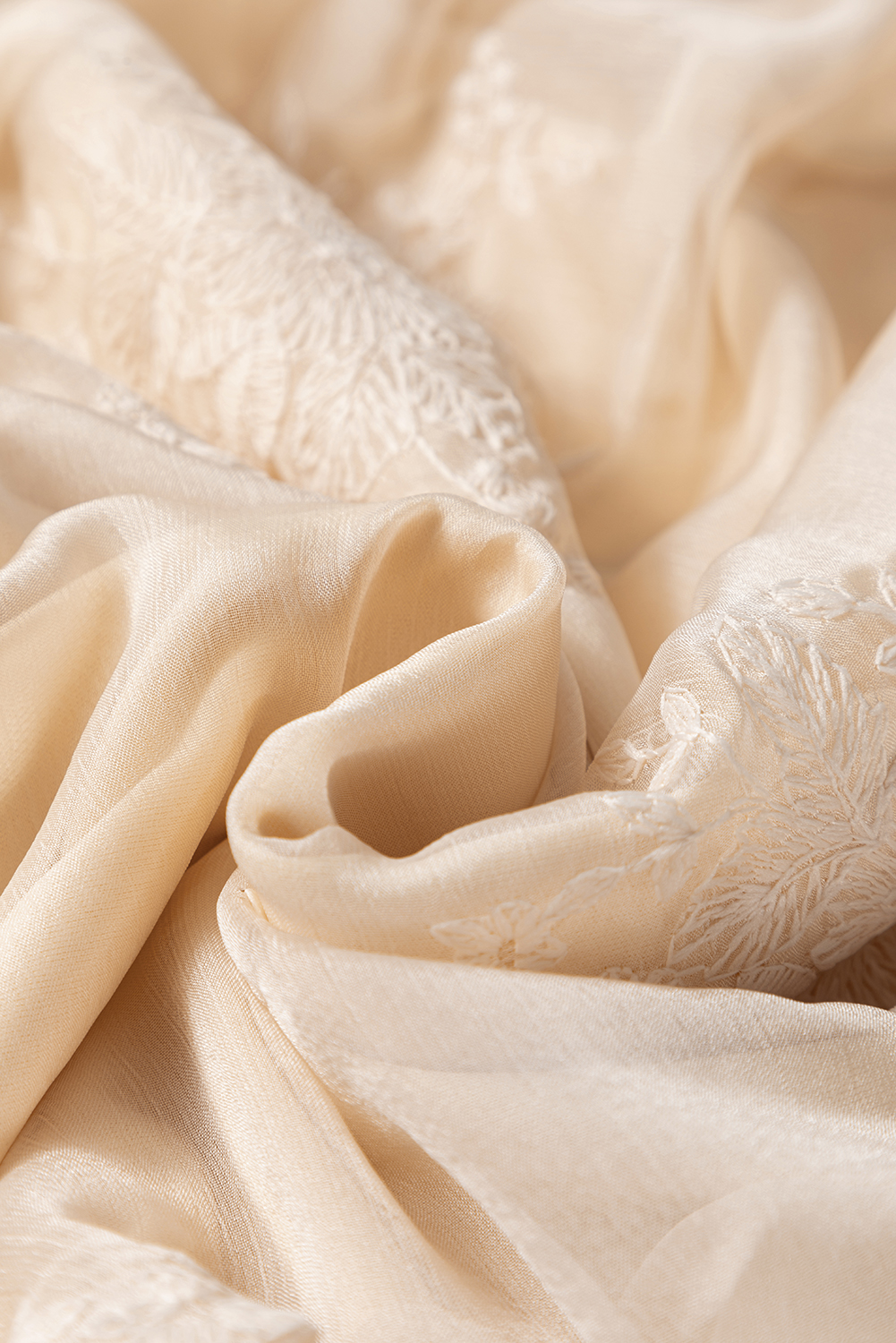 Oatmeal Embroidered Mesh Overlay Flowy Long Skirt - loveforevers