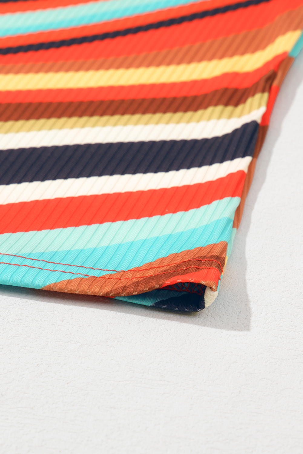 Multicolour Wavy Striped Buttoned V Neck Tank Top - loveforevers