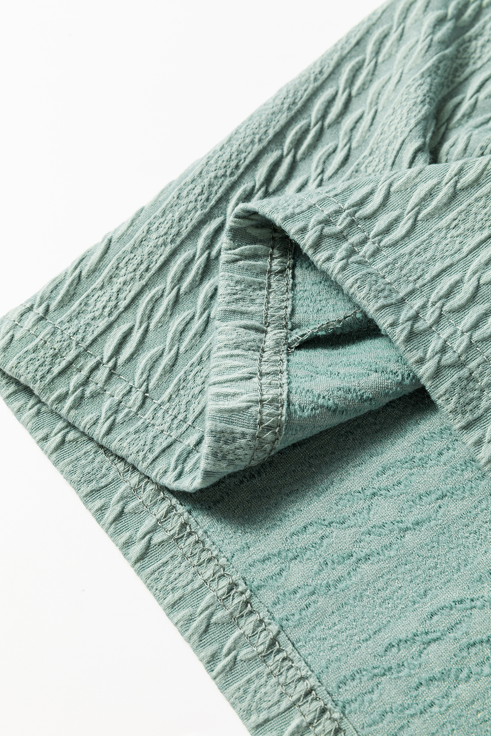 Mint Green Button Front Textured Drawstring Hooded Long Sleeve Top - loveforevers