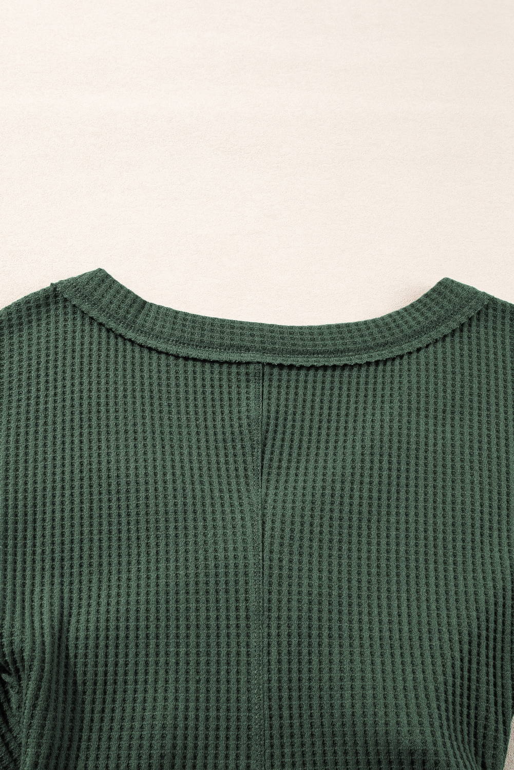 Blackish Green Waffle Knit Slim Fit Wrap V Neck Bodysuit - loveforevers