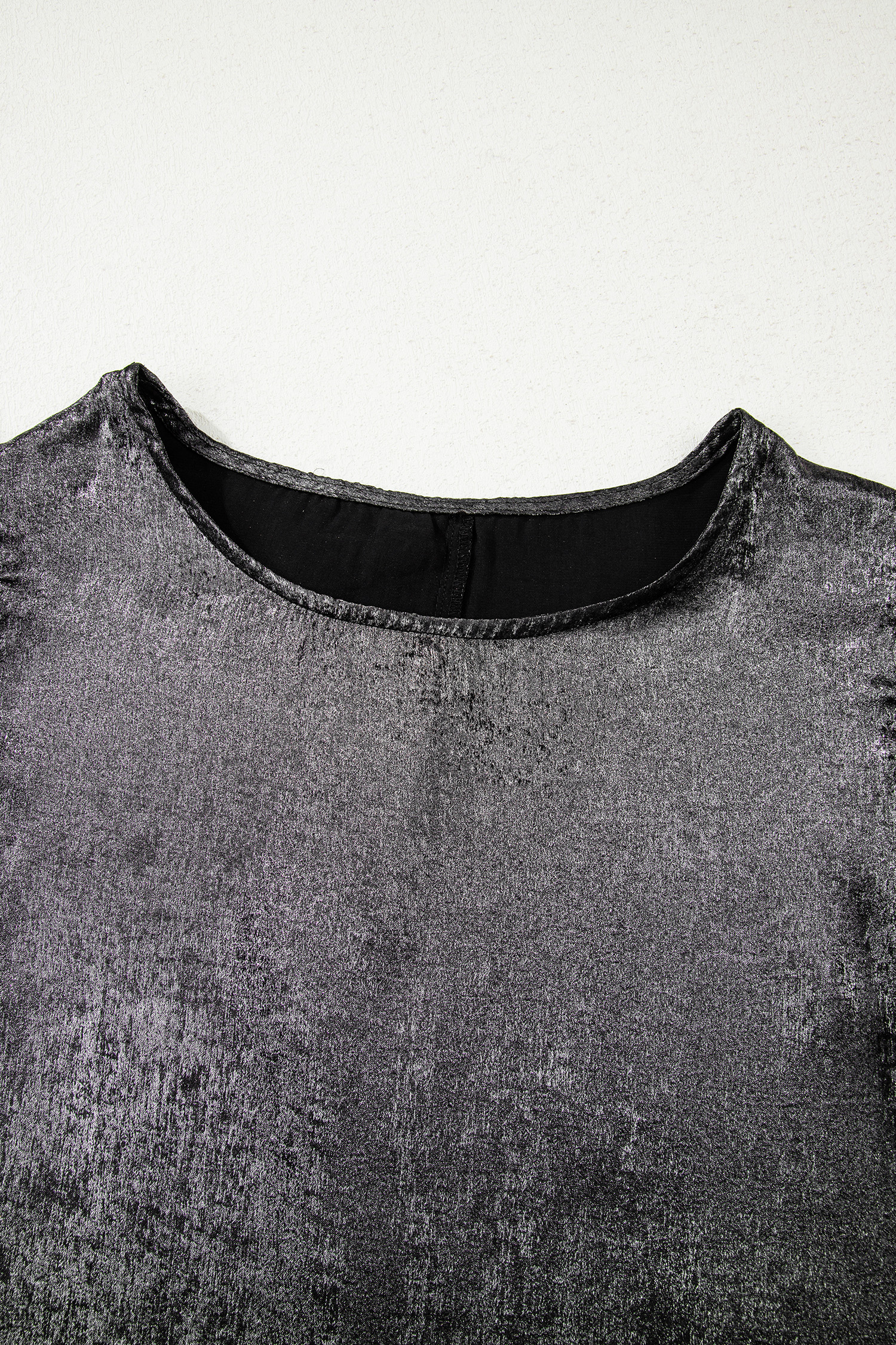 Apricot Metallic Round Neck Smocked Long Sleeve Blouse - loveforevers