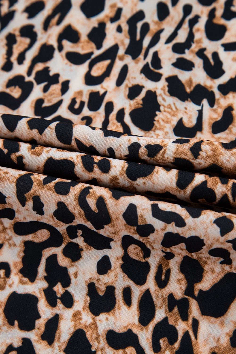 Apricot Leopard V Neck Half Sleeve Blouse - loveforevers