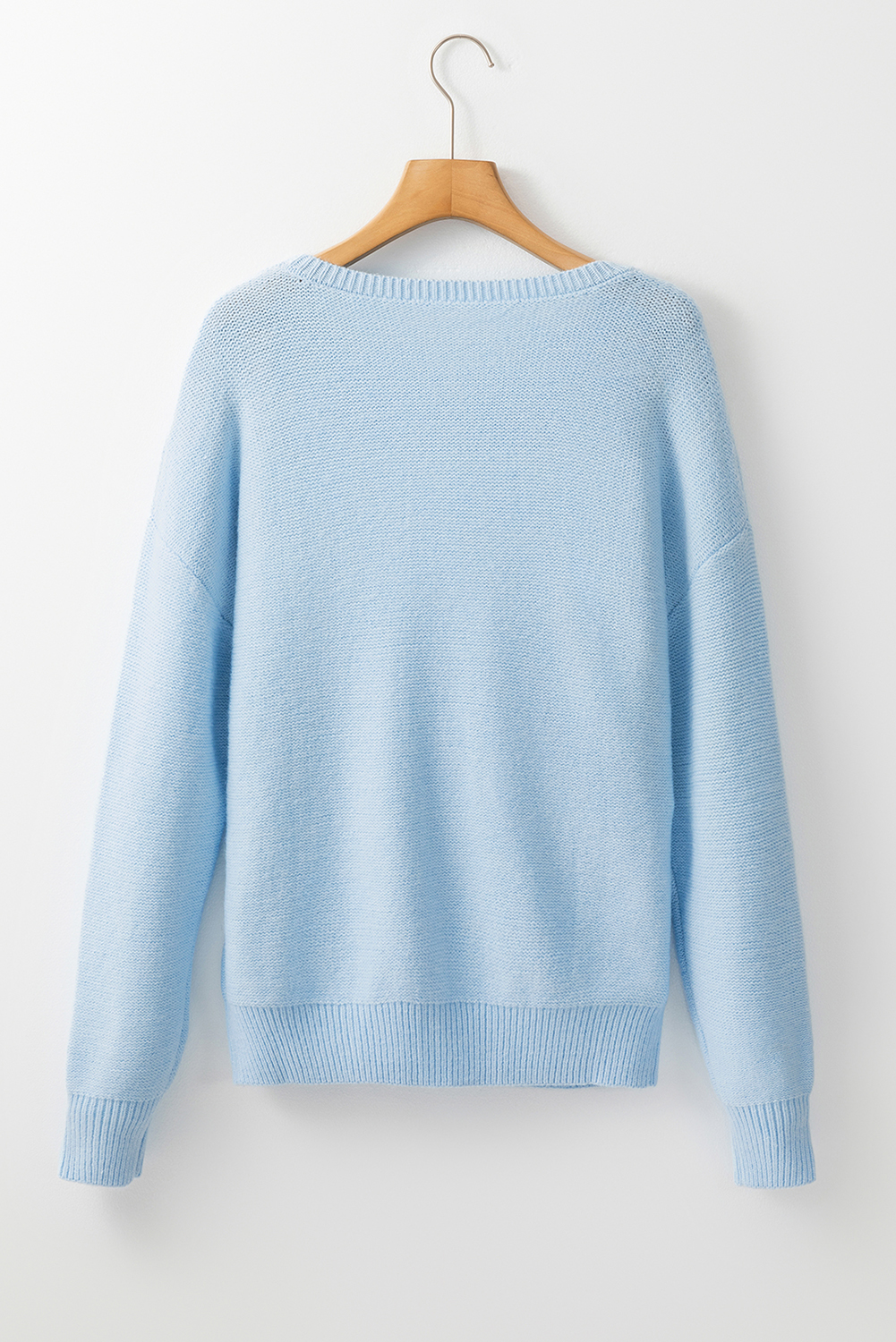 Pink Knitted Flower Pattern Ribbed Edge Sweater - loveforevers