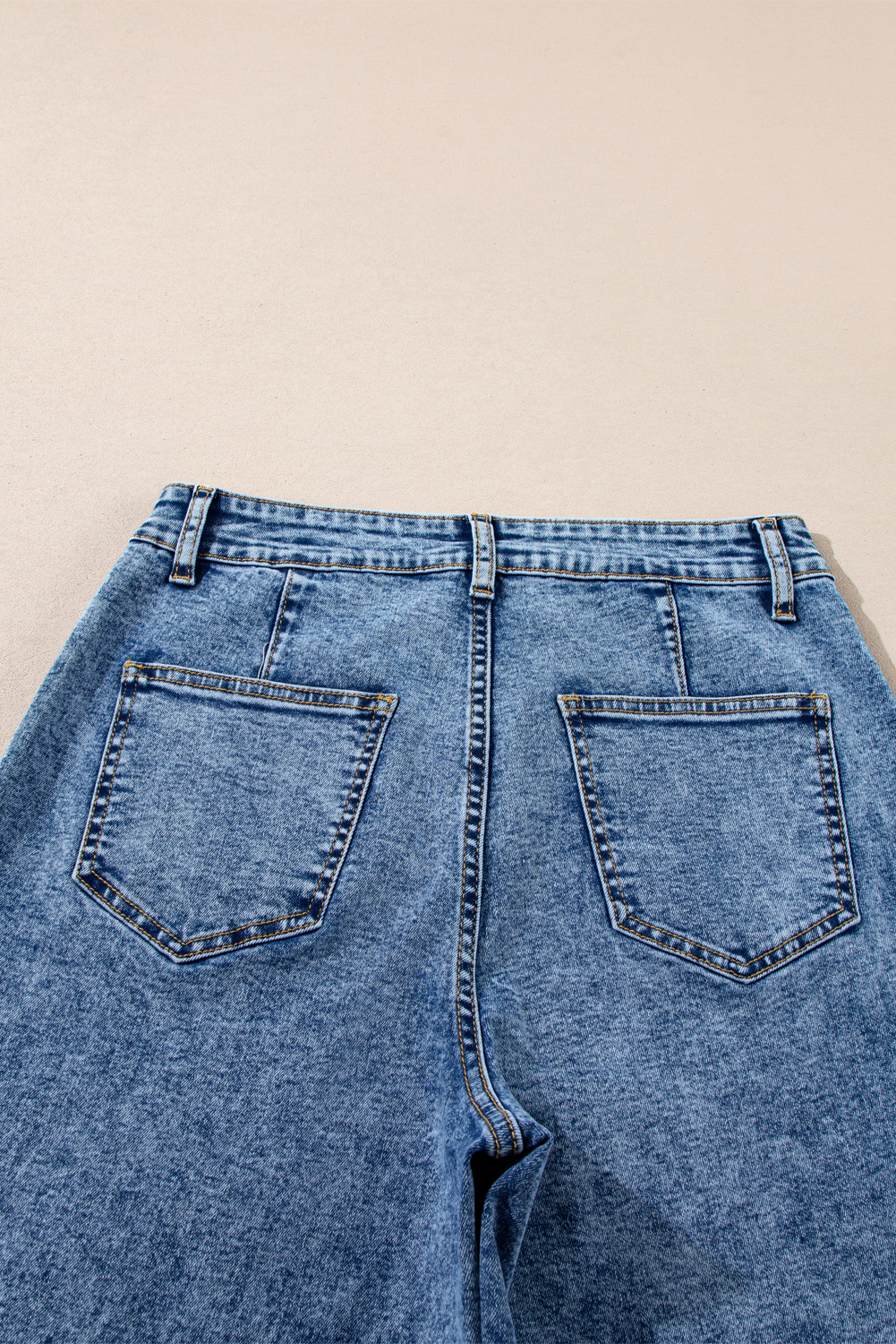Light Blue Chic Patch Pocket Straight Leg Loose Jeans - loveforevers