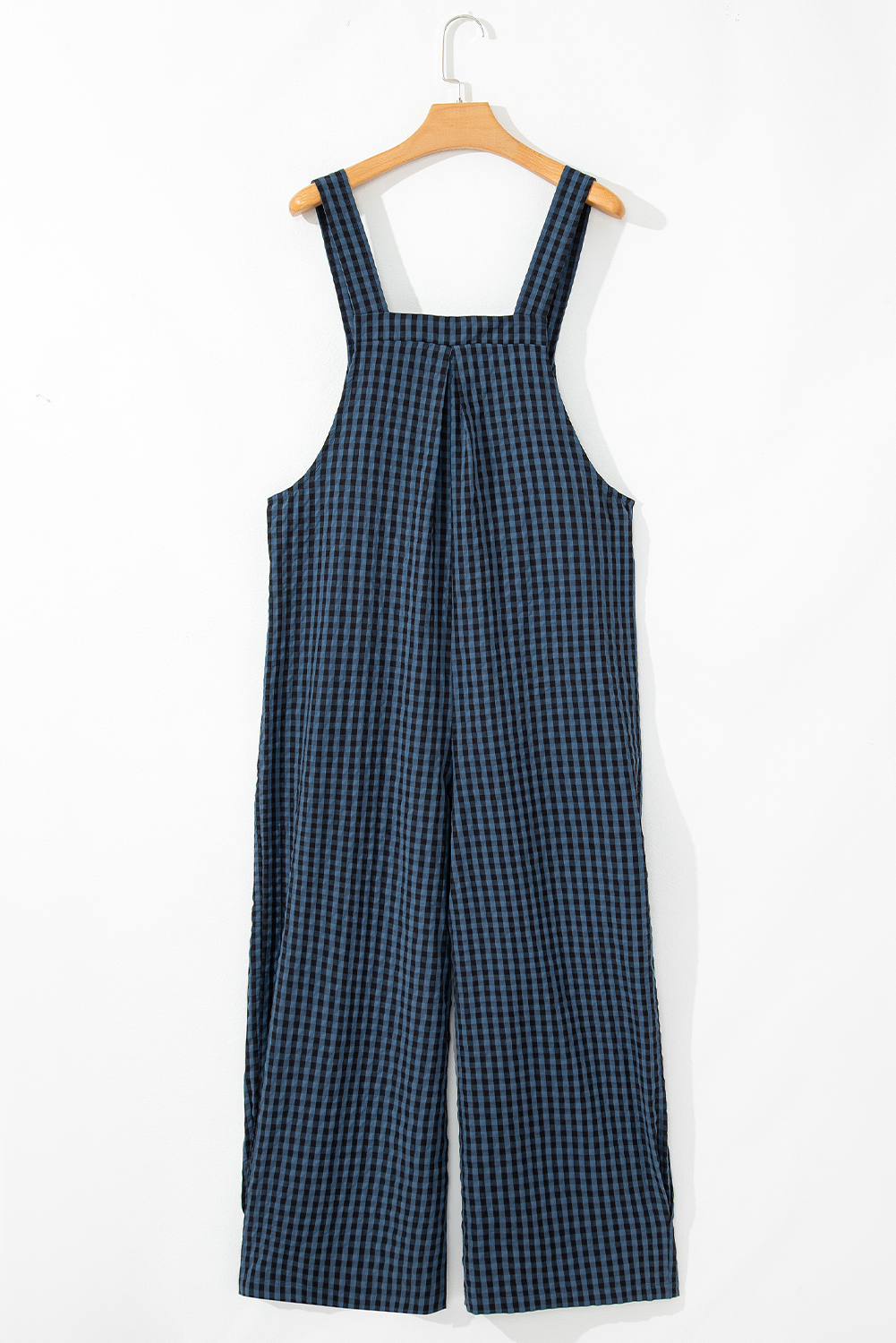 Sail Blue Plaid Print Buttoned Pocketed High Waist Overall - loveforevers
