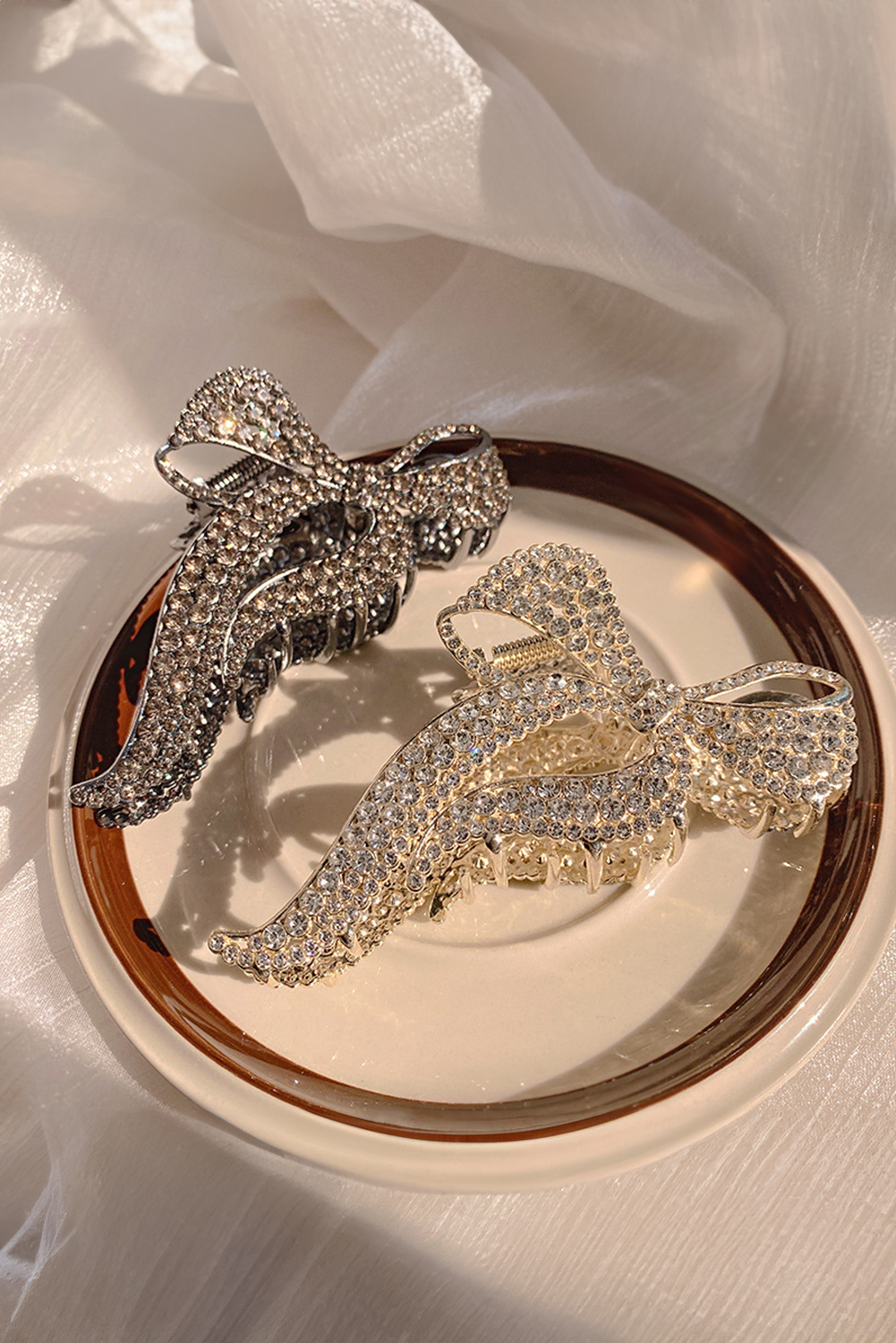 Gold Full Pearl Bow Knot Hair Claw Clip - loveforevers