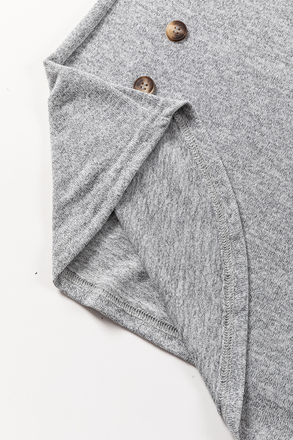 Gray Side Buttons Crew Neck Knit Top - loveforevers
