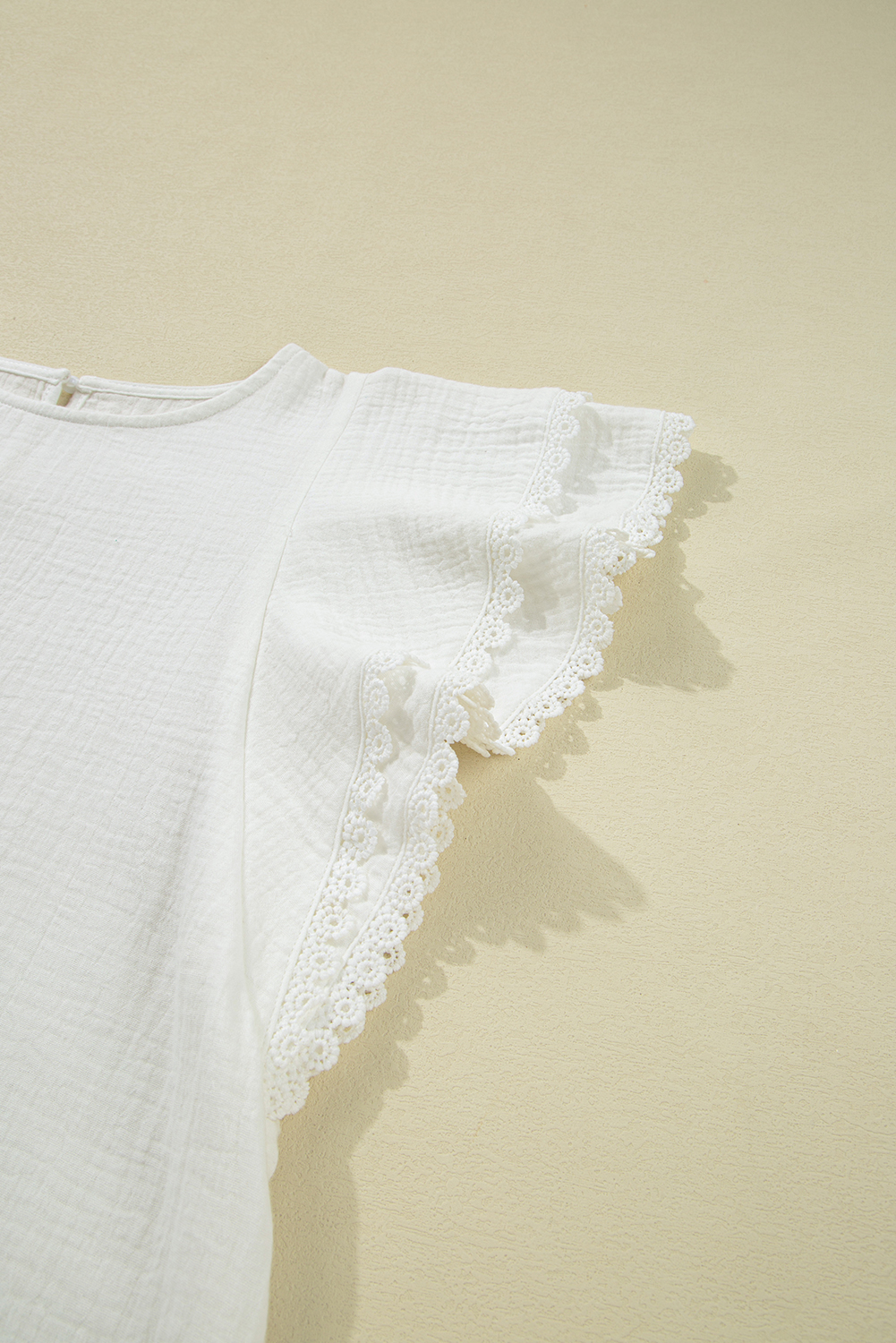 White Crinkled Layered Ruffled Flutter Sleeve Blouse - loveforevers
