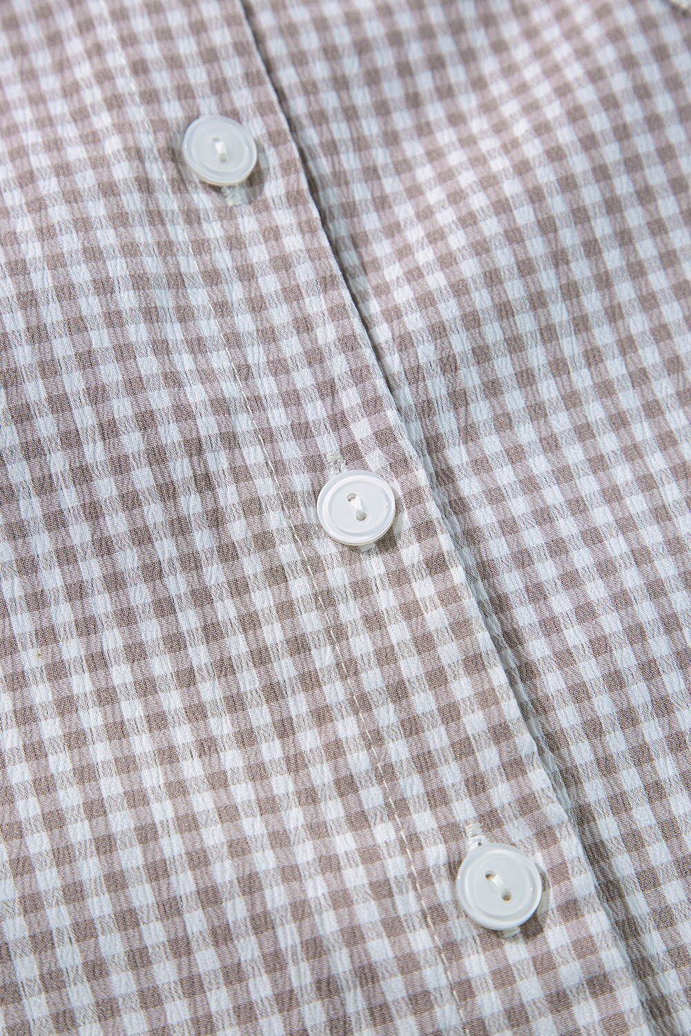 Brown Plaid Flounce Sleeve Notched Neck Ruffled Shirt - loveforevers