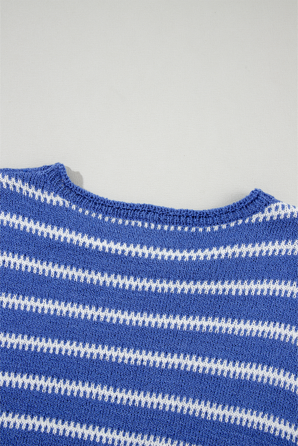 Sky Blue Stripe Drop Shoulder Casual Sweater - loveforevers