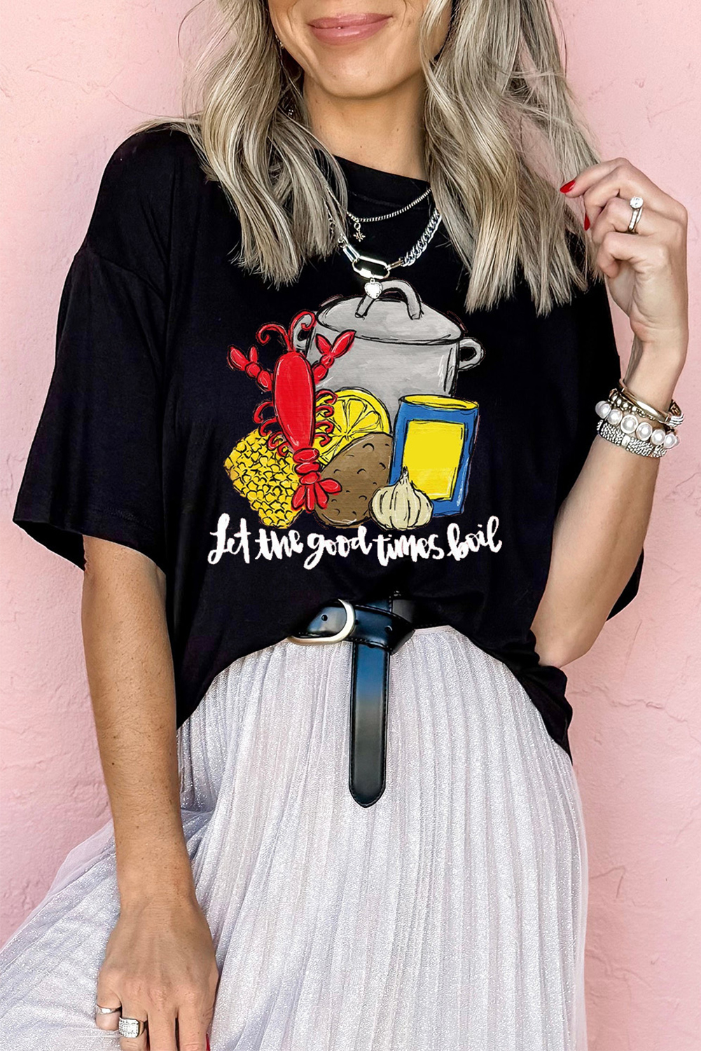 Black let the good time boil Fashion Graphic Tee - loveforevers