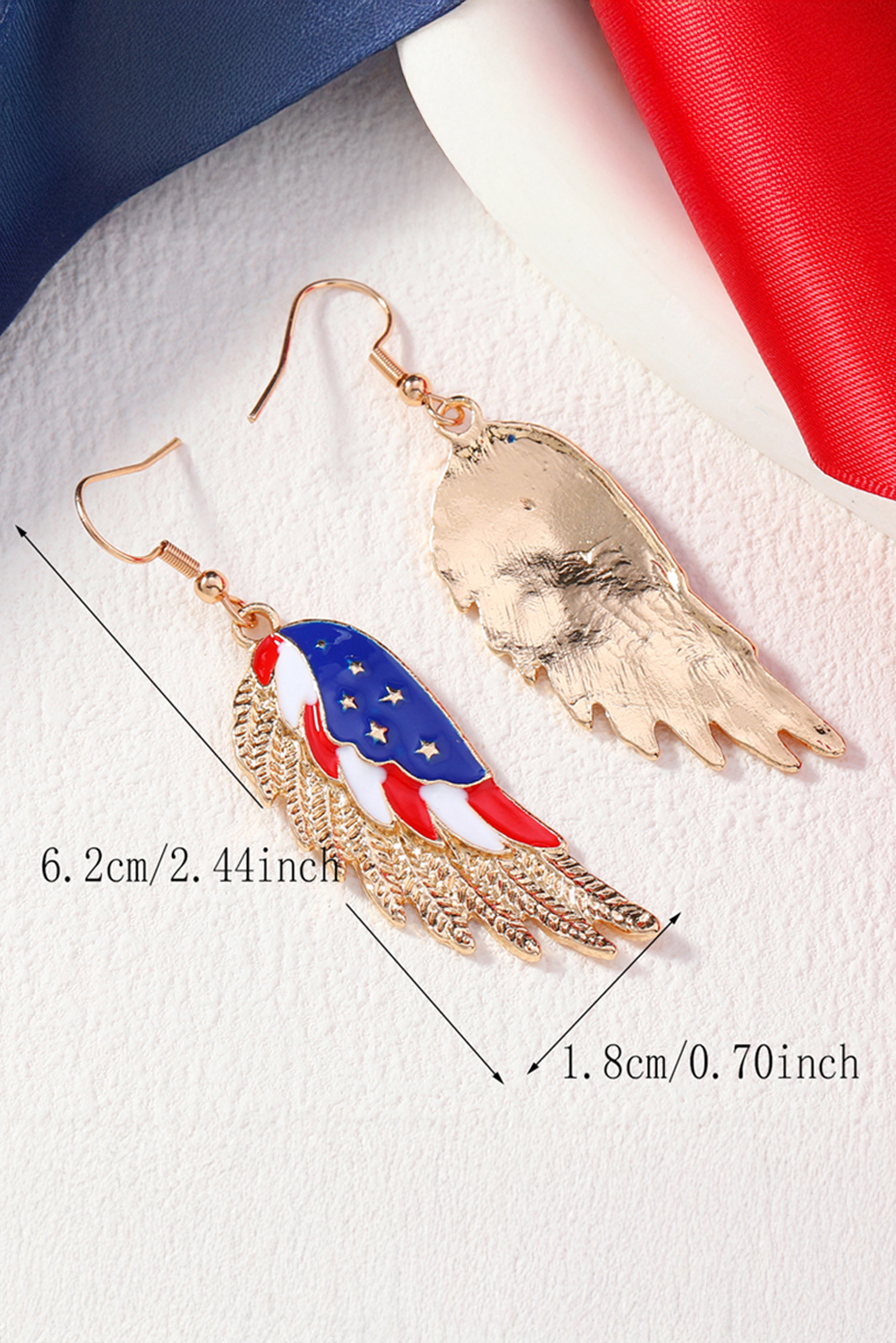 Gold American Flag Wing Shape Plated Alloy Hook Earrings - loveforevers