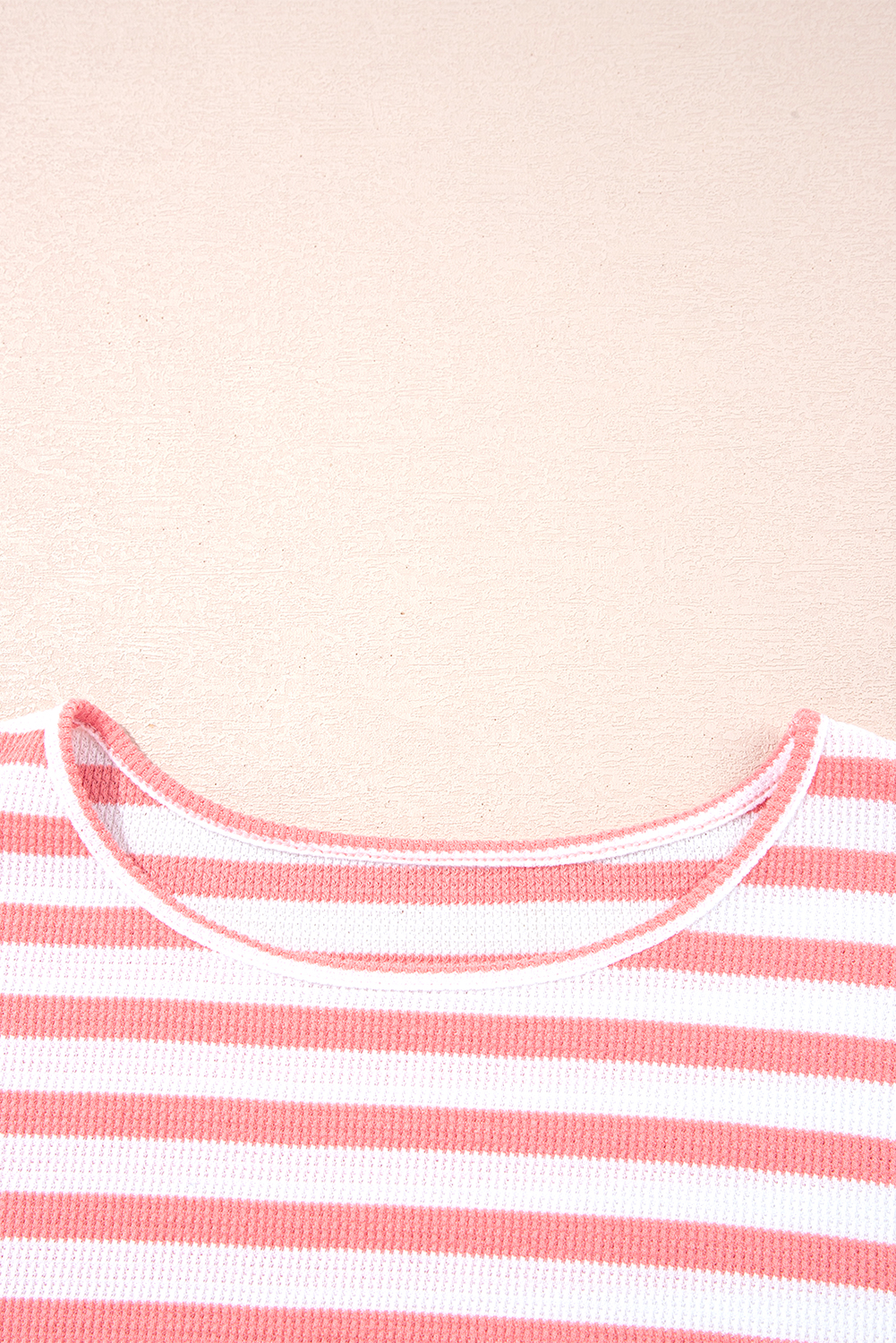 Pink Stripe Textured Contrast Dropped Long Sleeve Top - loveforevers
